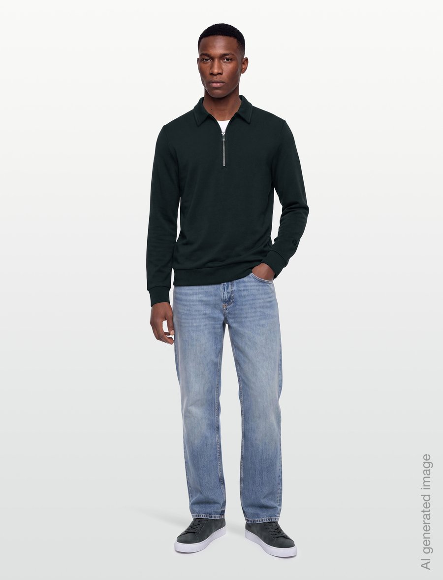 Mos Mosh Gallery - MMGAbel Zip Polo Sweat - långärmade stickade pikétröjor - salute navy - 0