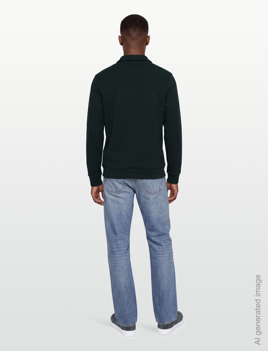 Mos Mosh Gallery - MMGAbel Zip Polo Sweat - långärmade stickade pikétröjor - salute navy - 4