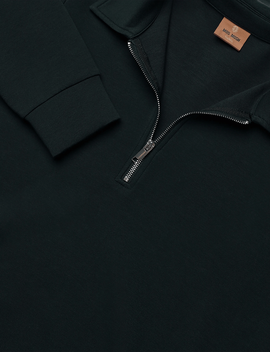 Mos Mosh Gallery - MMGAbel Zip Polo Sweat - långärmade stickade pikétröjor - salute navy - 5