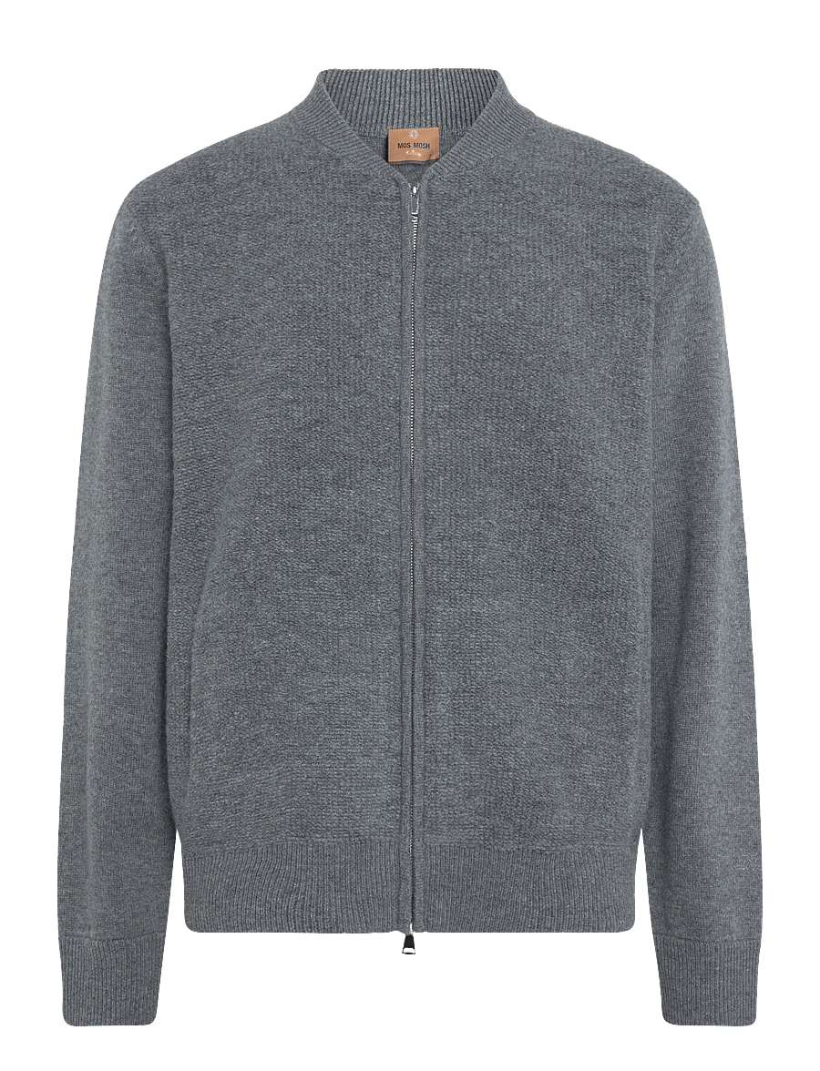 Mos Mosh Gallery - MMGRyan Soft Zip Cardigan Knit - pullover mit durchgehendem reißverschluss - charcoal melange - 0