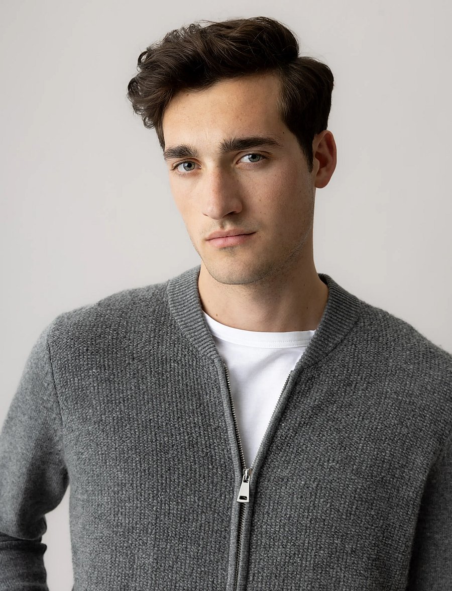 Mos Mosh Gallery - MMGRyan Soft Zip Cardigan Knit - full zip tröjor - charcoal melange - 3