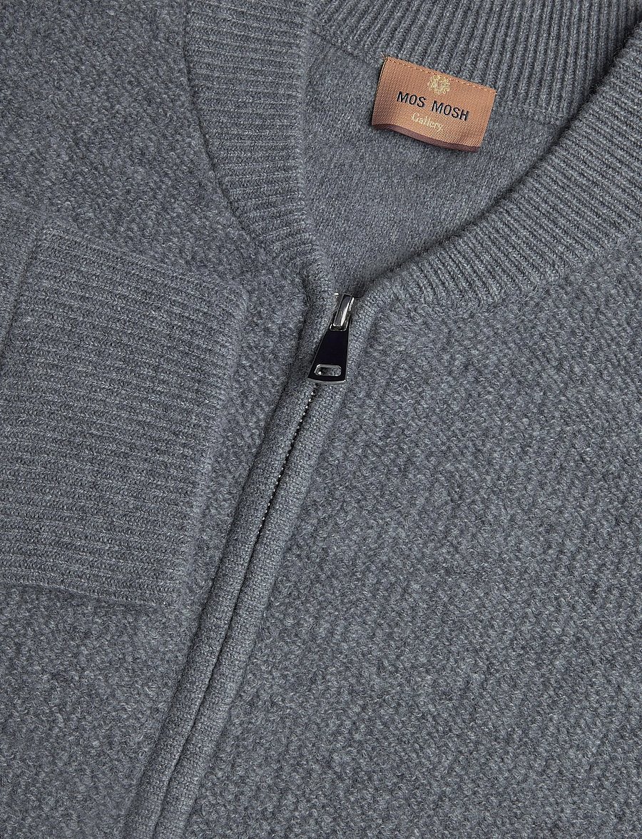 Mos Mosh Gallery - MMGRyan Soft Zip Cardigan Knit - pullover mit durchgehendem reißverschluss - charcoal melange - 2