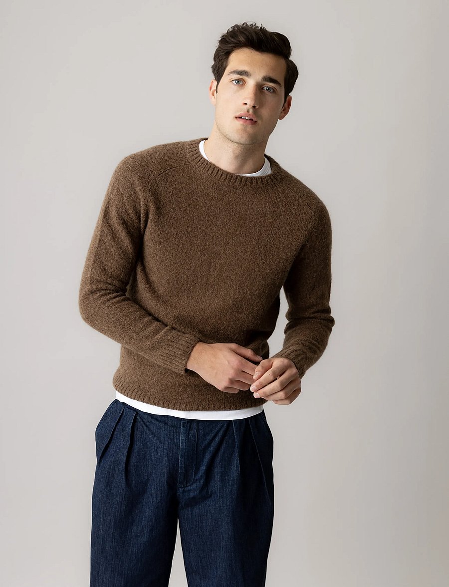 Mos Mosh Gallery - MMGCarlos Crew Neck Knit - round necks - chocolate brown melange - 0