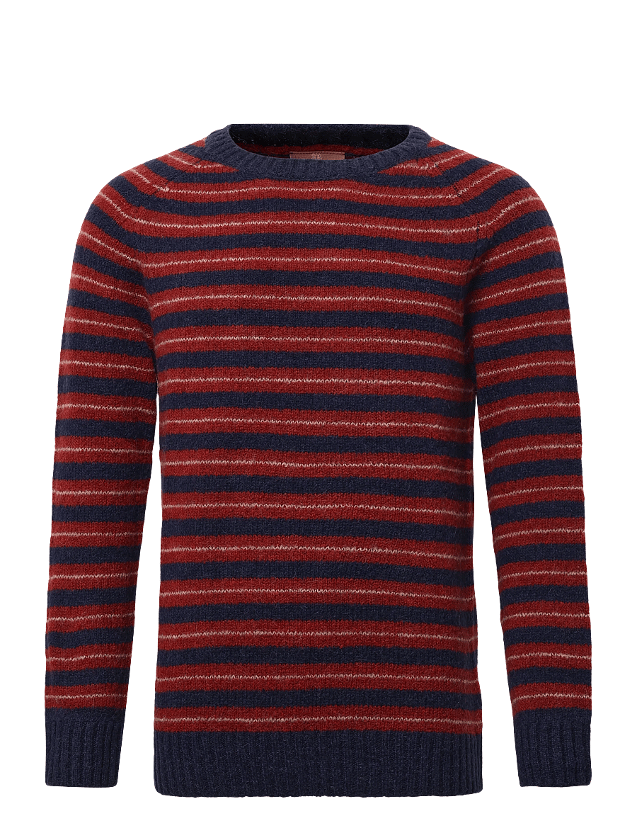 Mos Mosh Gallery - MMGCarlos Stripe Crew Neck Knit - rundhalsad - indigo blue melange - 0