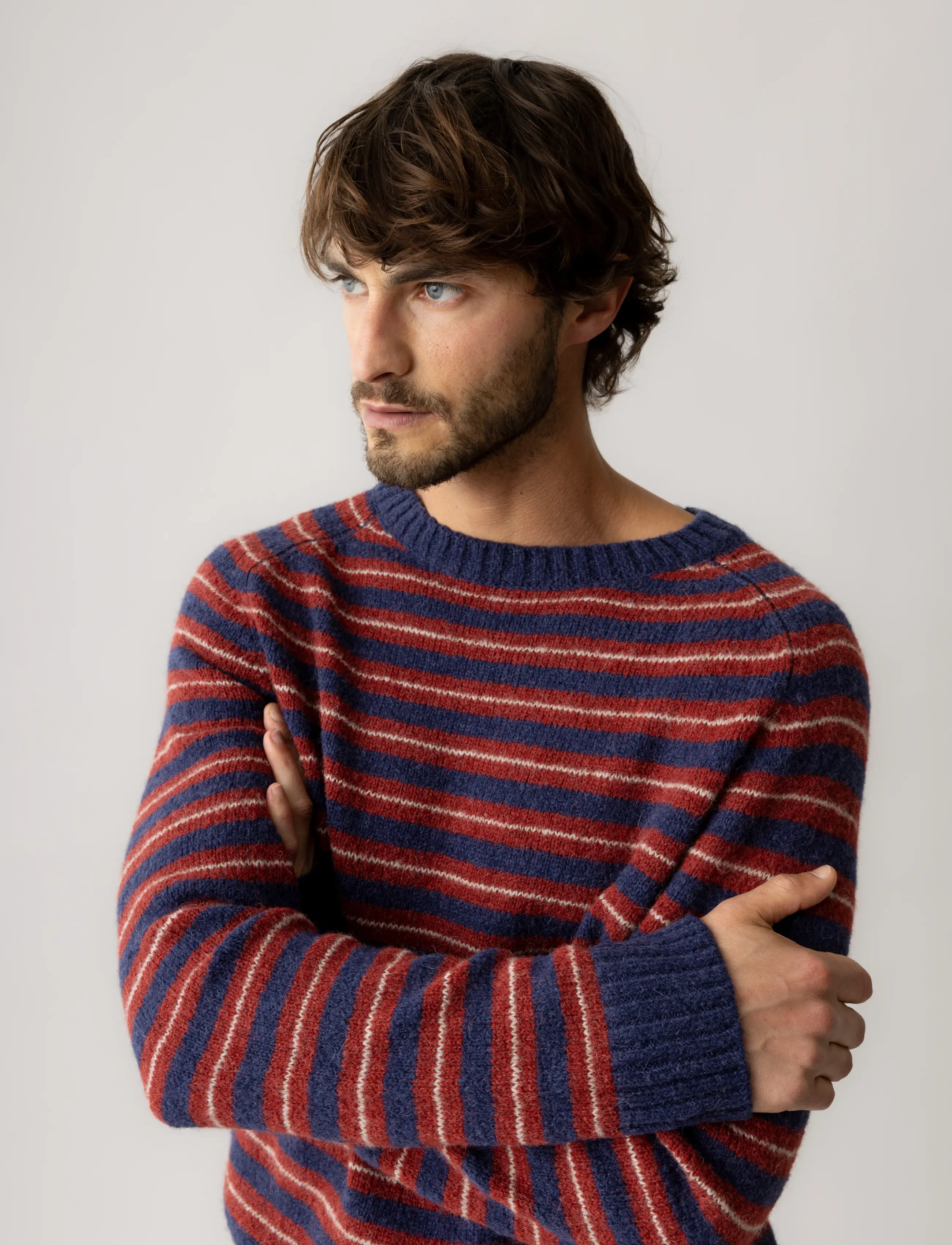Mos Mosh Gallery - MMGCarlos Stripe Crew Neck Knit - džemperi ar apaļu kakla izgriezumu - indigo blue melange - 3