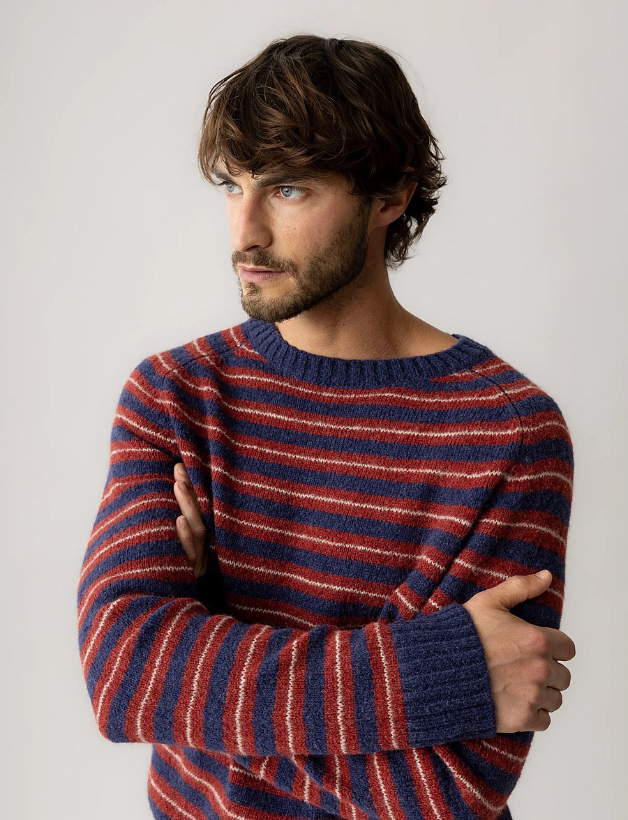 Mos Mosh Gallery - MMGCarlos Stripe Crew Neck Knit - džemperi ar apaļu kakla izgriezumu - indigo blue melange - 3