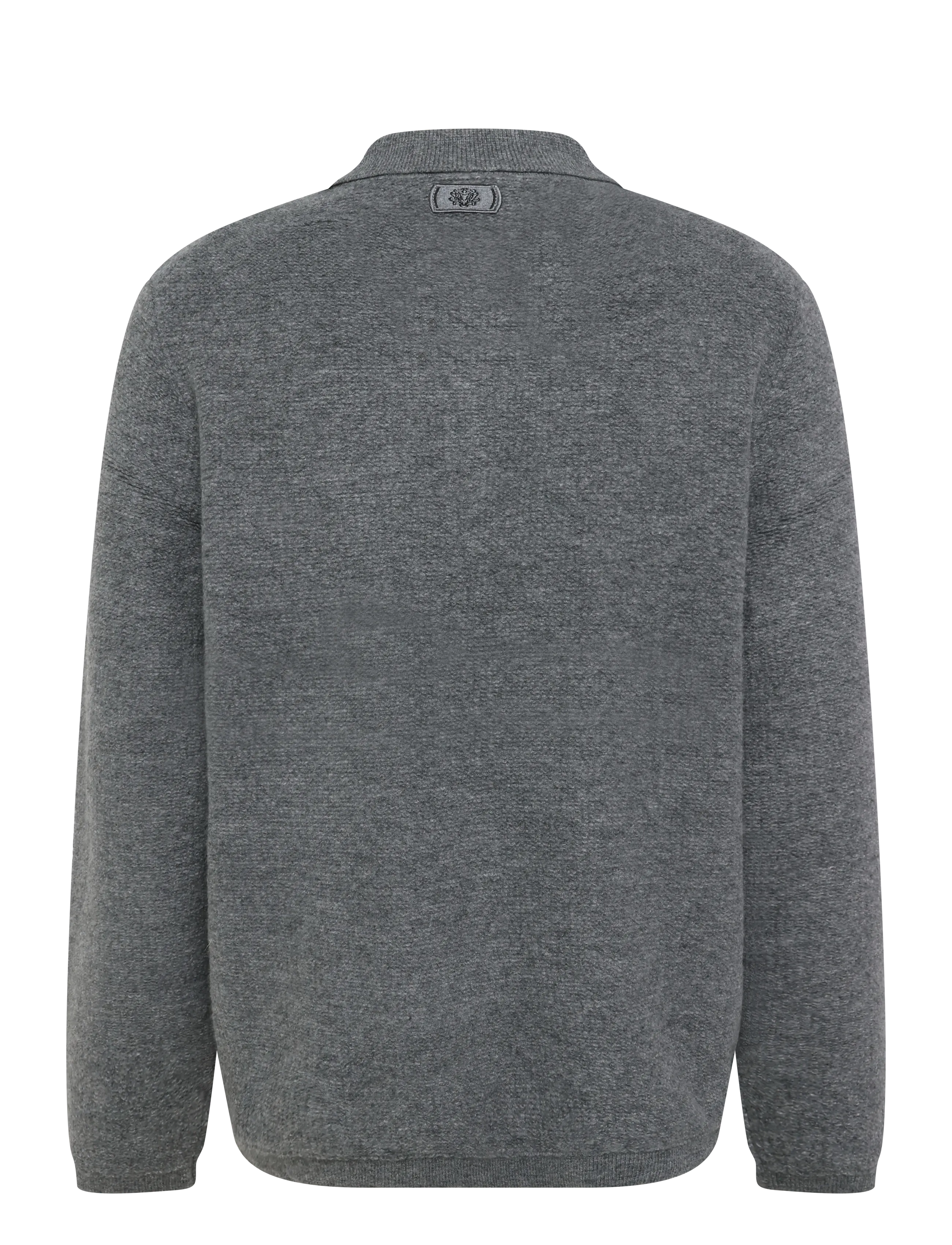 Mos Mosh Gallery - MMGRyan Soft Polo Zip Knit - långärmade stickade pikétröjor - charcoal melange - 1