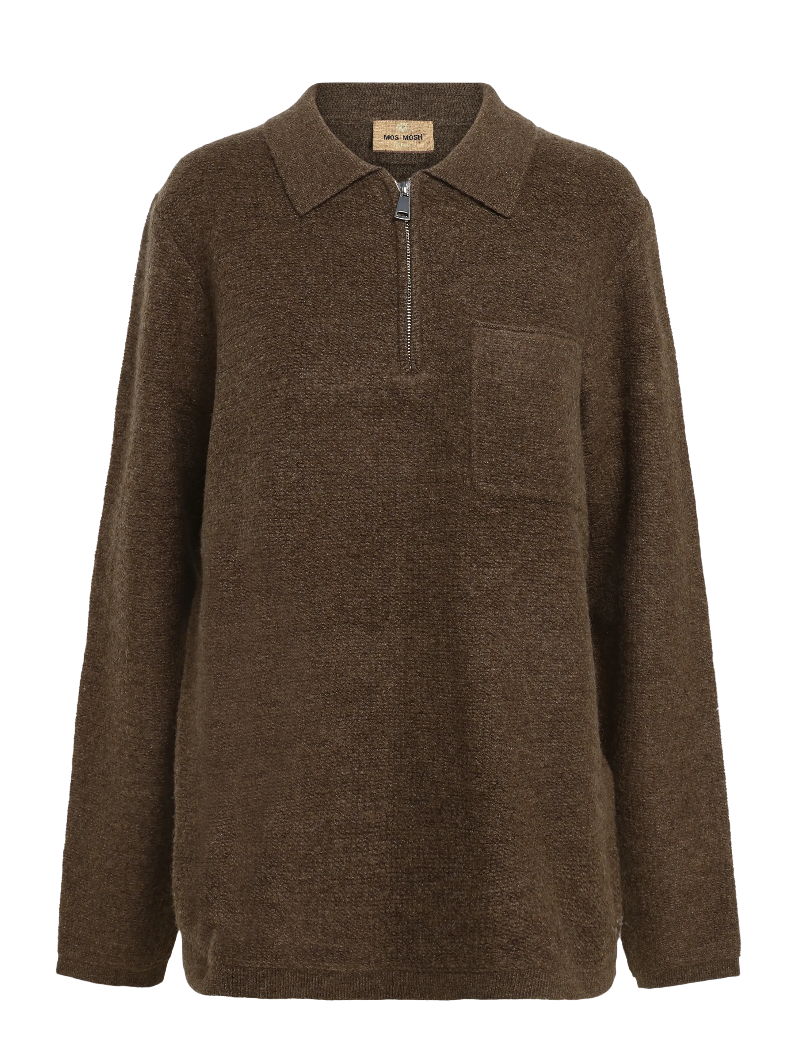 Mos Mosh Gallery MMGRyan Soft Polo Zip Knit - Mos Mosh Gallery - TOASTED COCONUT / brown