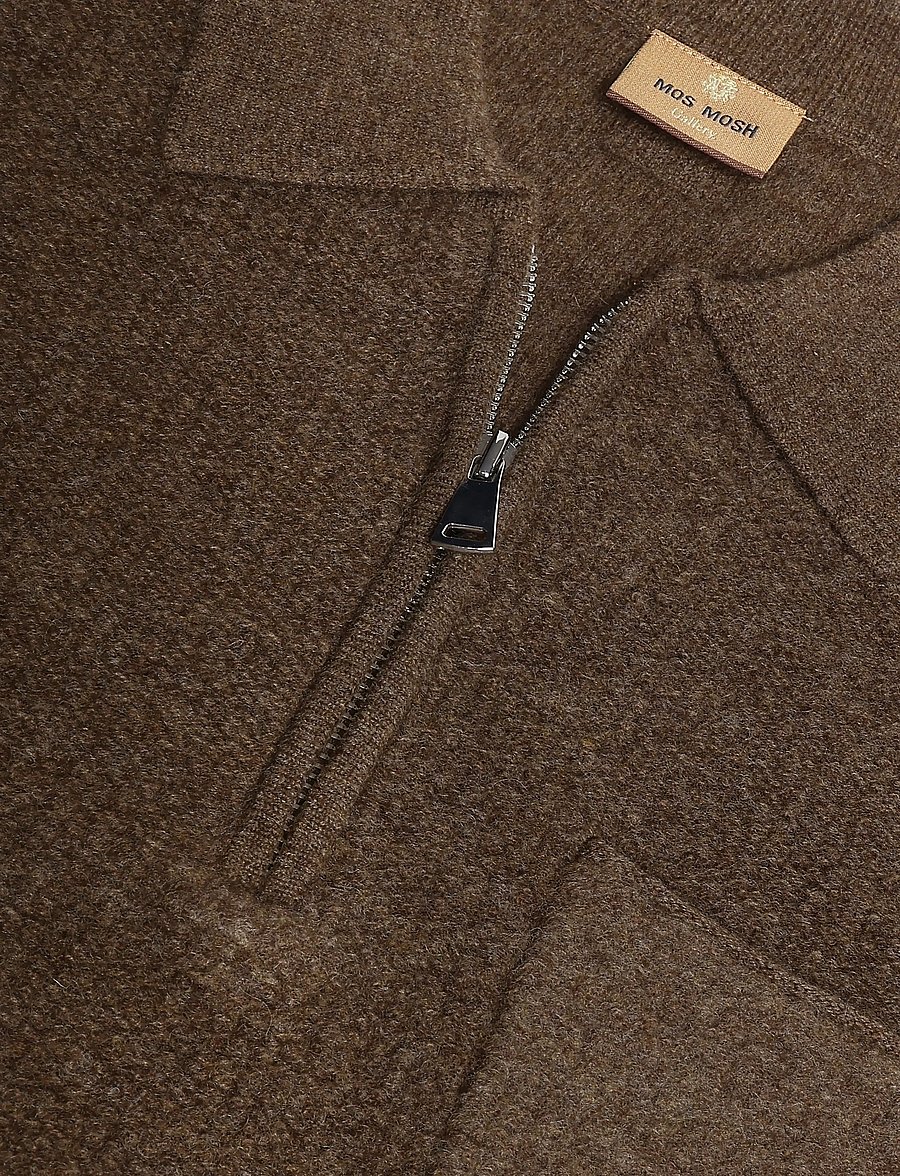 Mos Mosh Gallery - MMGRyan Soft Polo Zip Knit - långärmade stickade pikétröjor - toasted coconut - 2