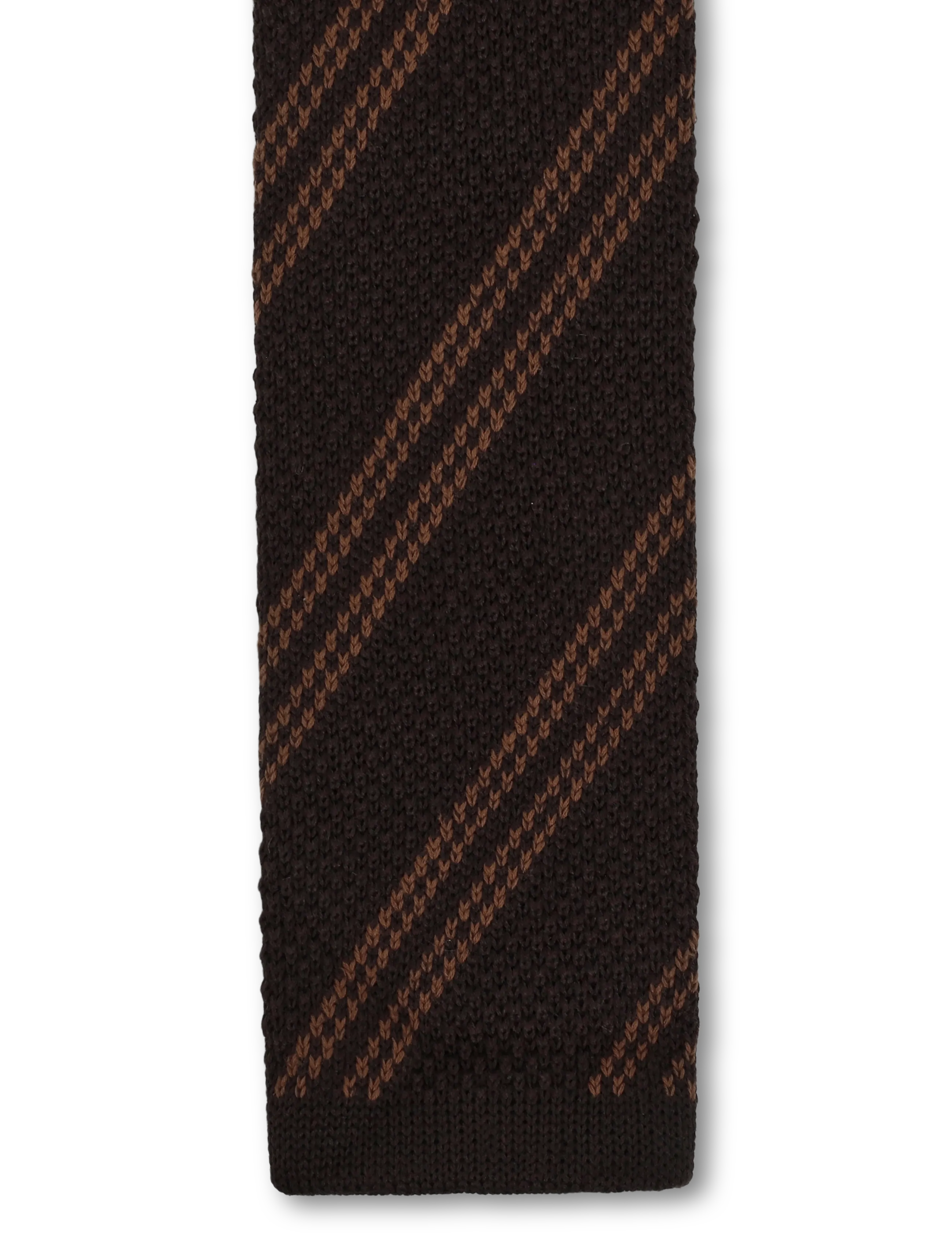 Mos Mosh Gallery MMGMaze Stripe Knit Tie - Ties - BLACK COFFEE / brown