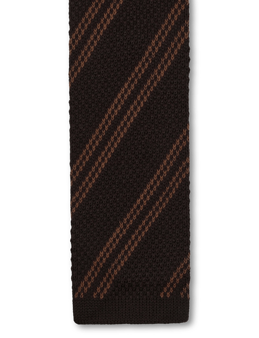 Mos Mosh Gallery - MMGMaze Stripe Knit Tie - krawatten - black coffee - 0