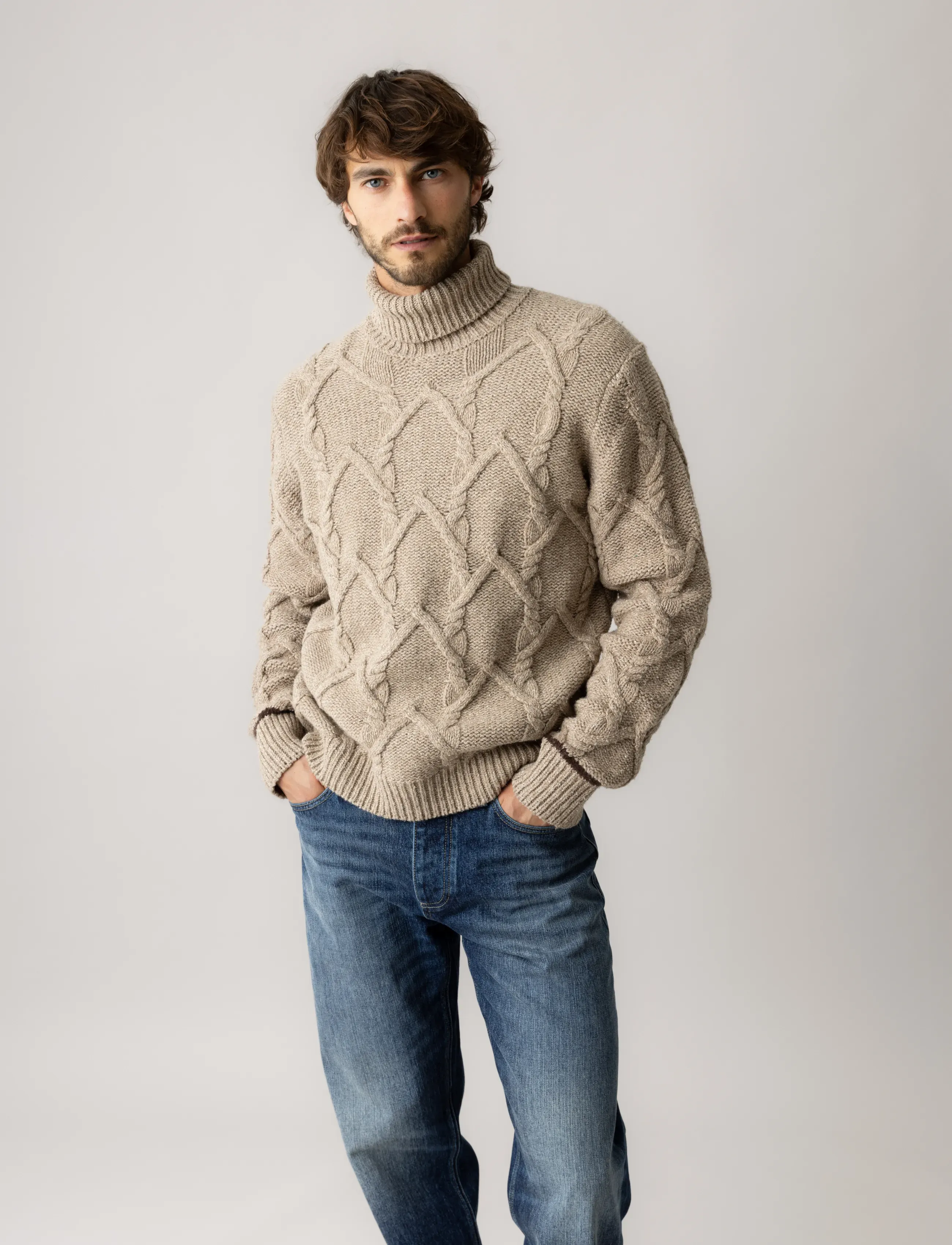 Mos Mosh Gallery Mmgbarnie Cable Rollneck Knit tröjor herr – bild 2