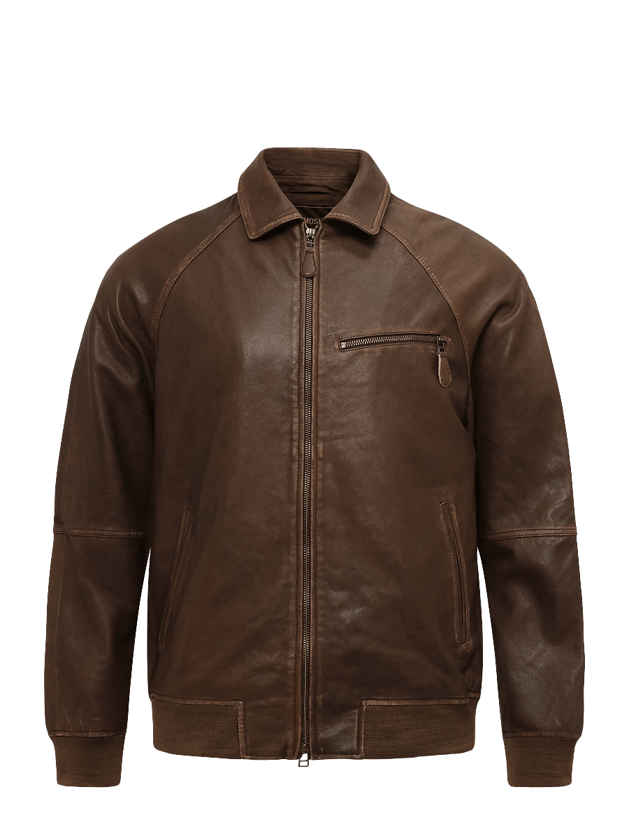 Mos Mosh Gallery - MMGThom Leather Bomber Jacket - efterårsjakker - chocolate brown - 0