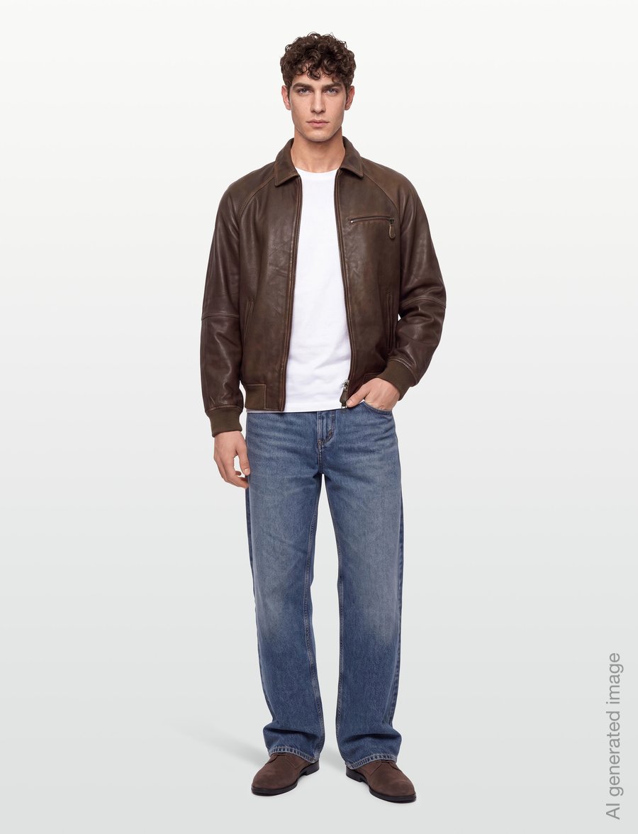 Mos Mosh Gallery - MMGThom Leather Bomber Jacket - fall jackets - chocolate brown - 0