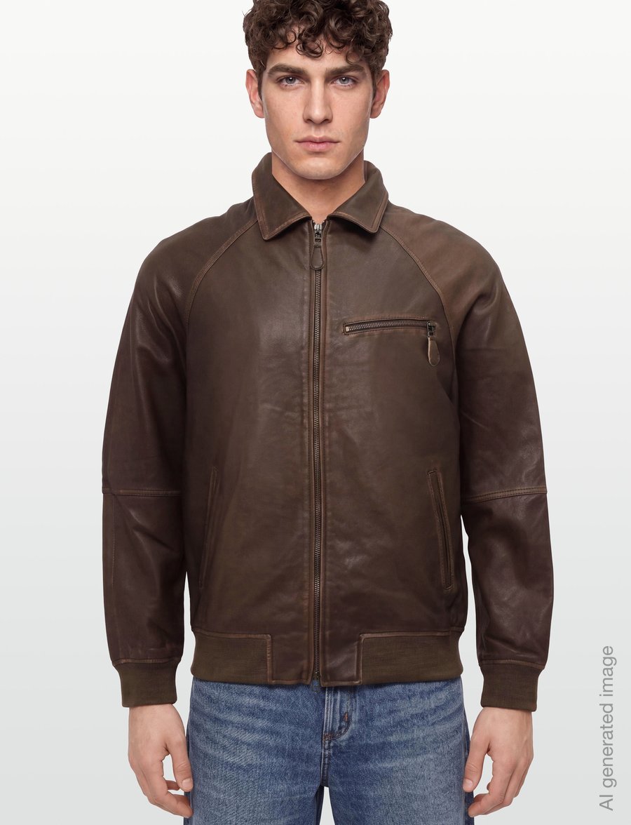 Mos Mosh Gallery - MMGThom Leather Bomber Jacket - fall jackets - chocolate brown - 3