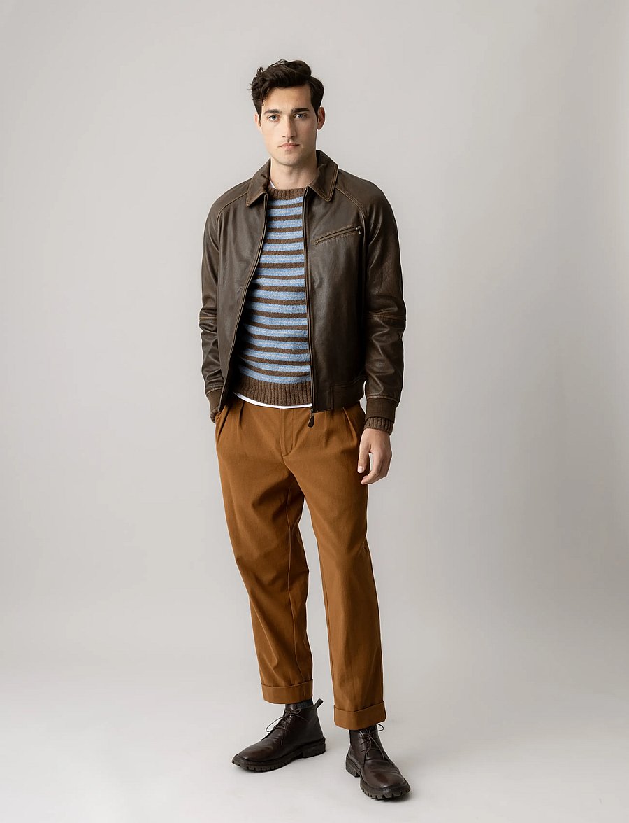 Mos Mosh Gallery - MMGThom Leather Bomber Jacket - herbstjacken - chocolate brown - 3