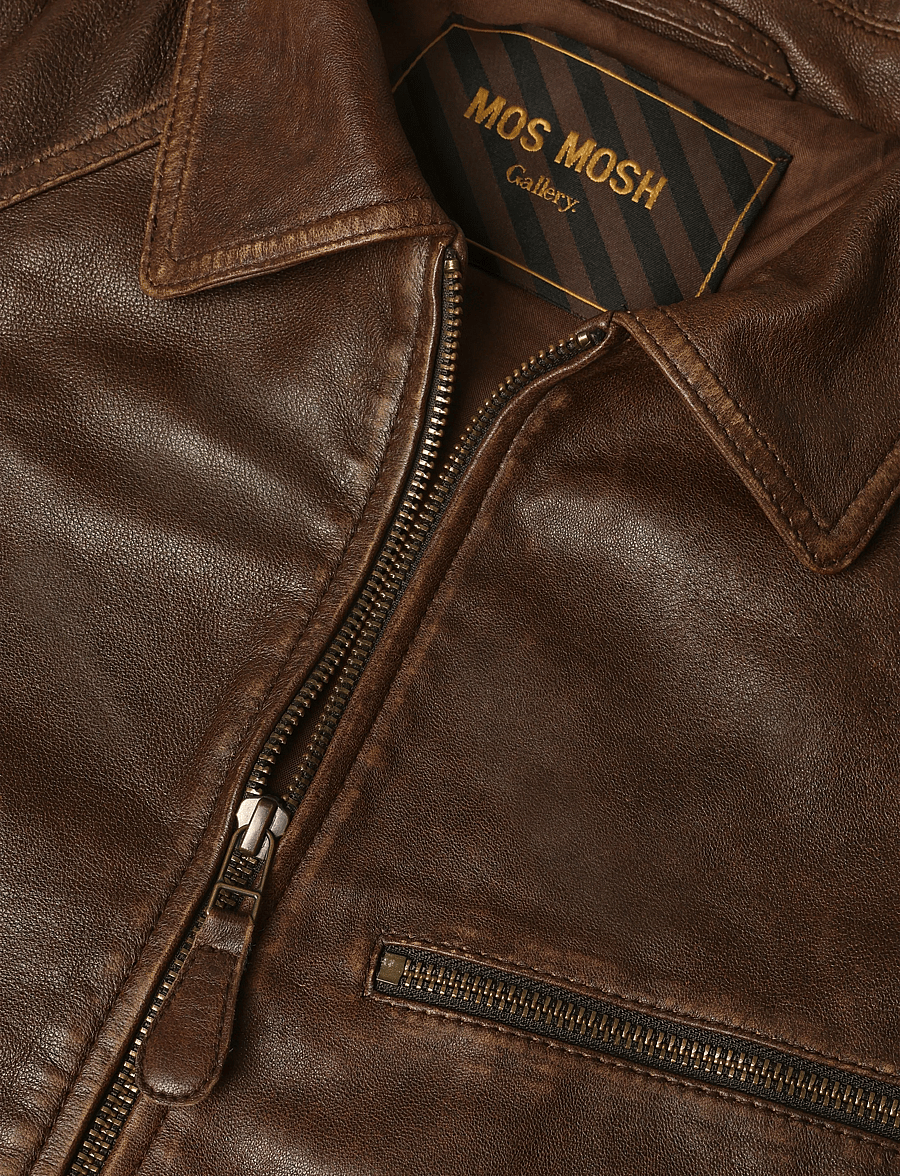 Mos Mosh Gallery - MMGThom Leather Bomber Jacket - efterårsjakker - chocolate brown - 2