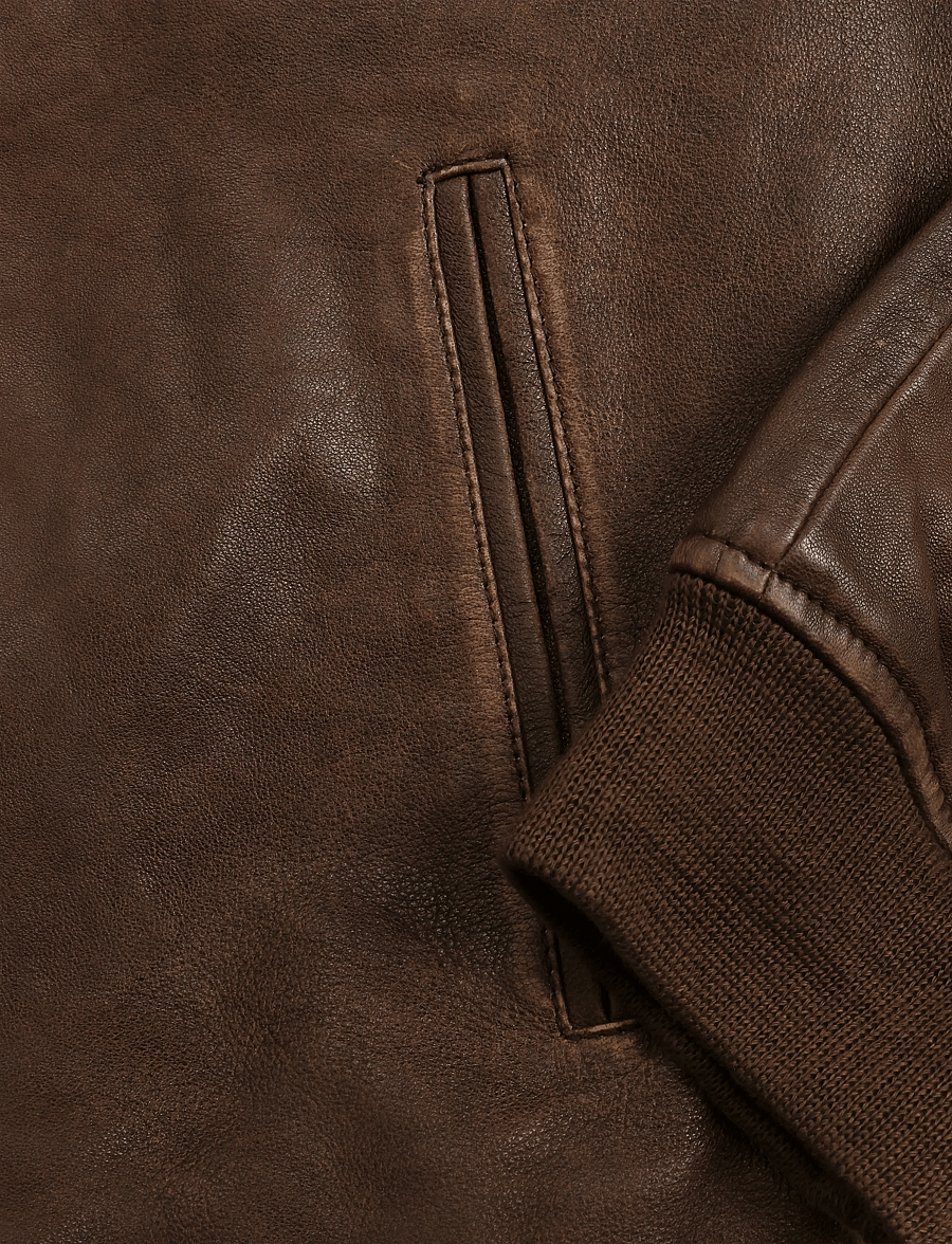 Mos Mosh Gallery - MMGThom Leather Bomber Jacket - efterårsjakker - chocolate brown - 3