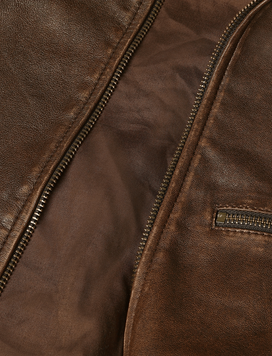 Mos Mosh Gallery - MMGThom Leather Bomber Jacket - efterårsjakker - chocolate brown - 4