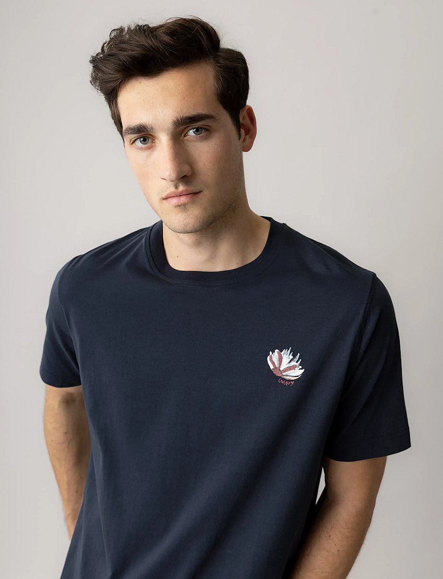 Mos Mosh Gallery - MMGMotion Flower Tee - kurzärmelige t-shirts - salute navy - 0