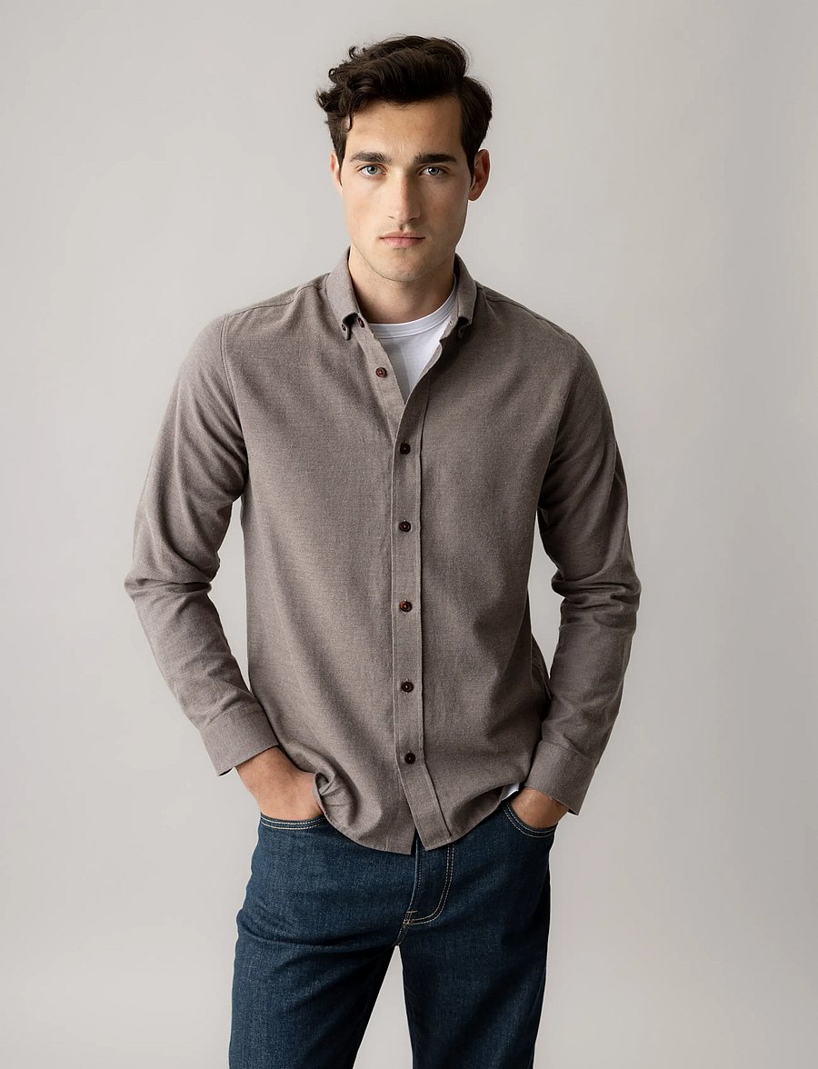 Mos Mosh Gallery - MMGMarco Flannel Shirt - flannel shirts - chocolate brown melange - 0
