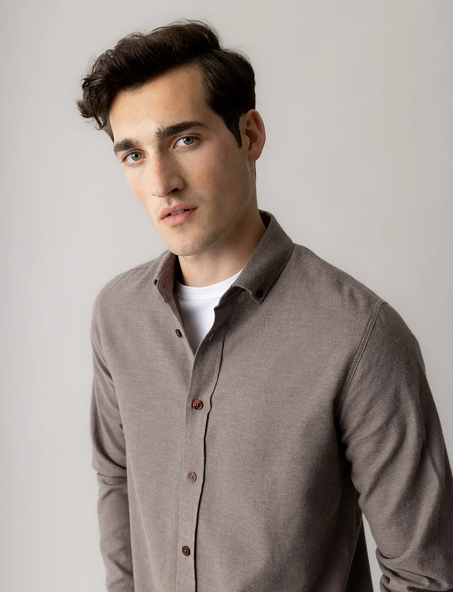 Mos Mosh Gallery - MMGMarco Flannel Shirt - flannel shirts - chocolate brown melange - 3