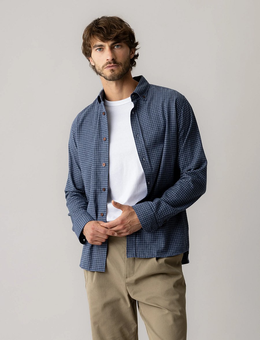 Mos Mosh Gallery - MMGMarco Flannel Shirt - flanellsärgid - navy check - 0