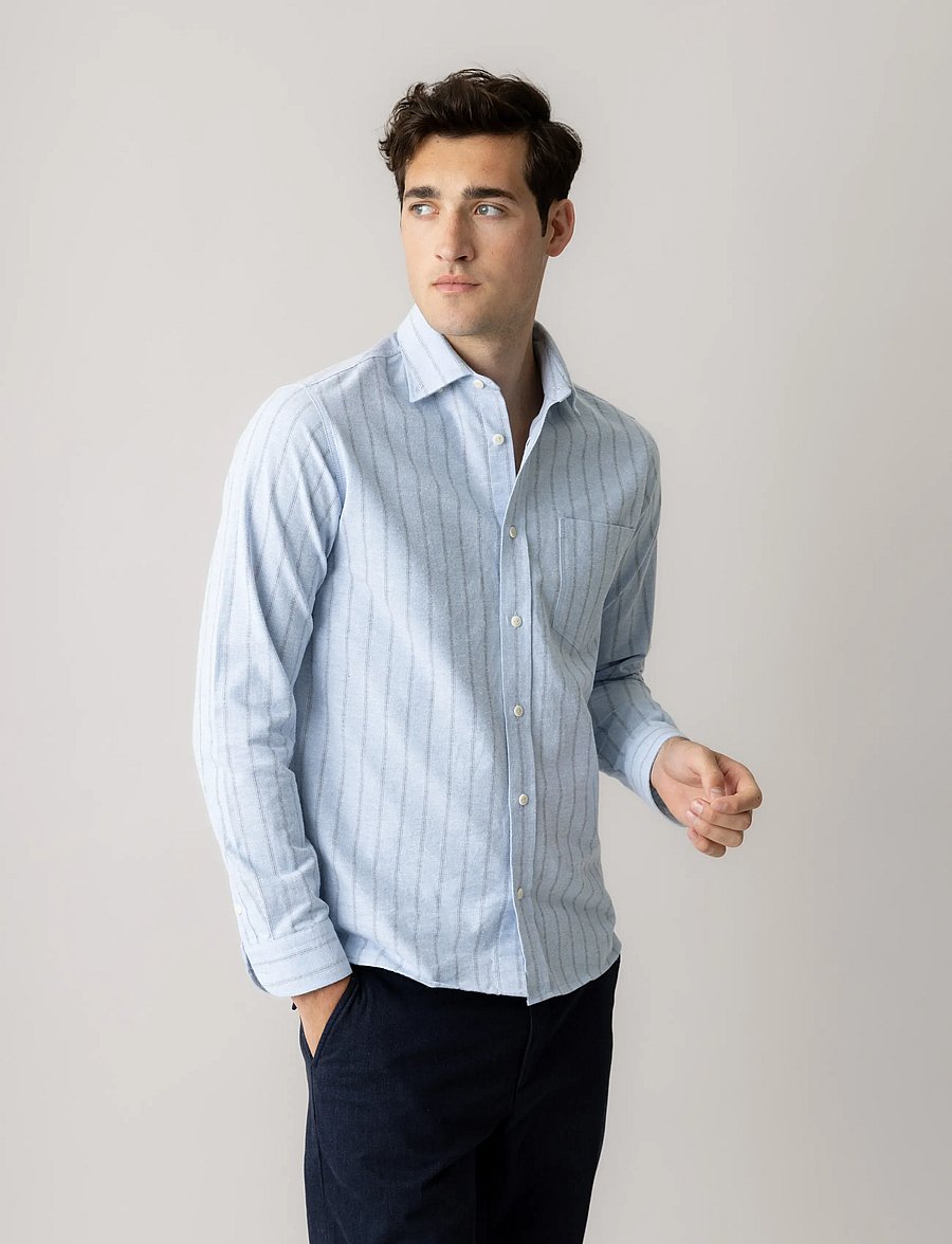 Mos Mosh Gallery - MMGMarco Brush Shirt - stribede skjorter - light blue - 0