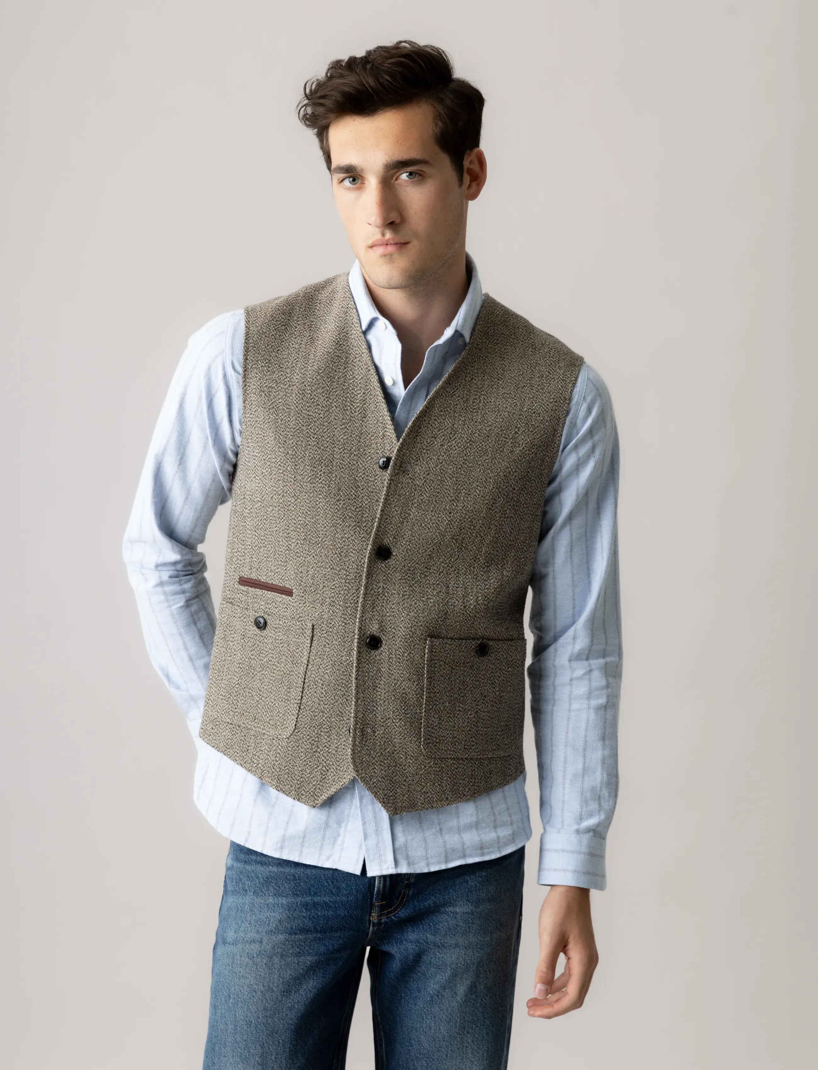 Mos Mosh Gallery MMGConor Tweed Waistcoat - Nach Anlass kaufen - TOFFEE / brown