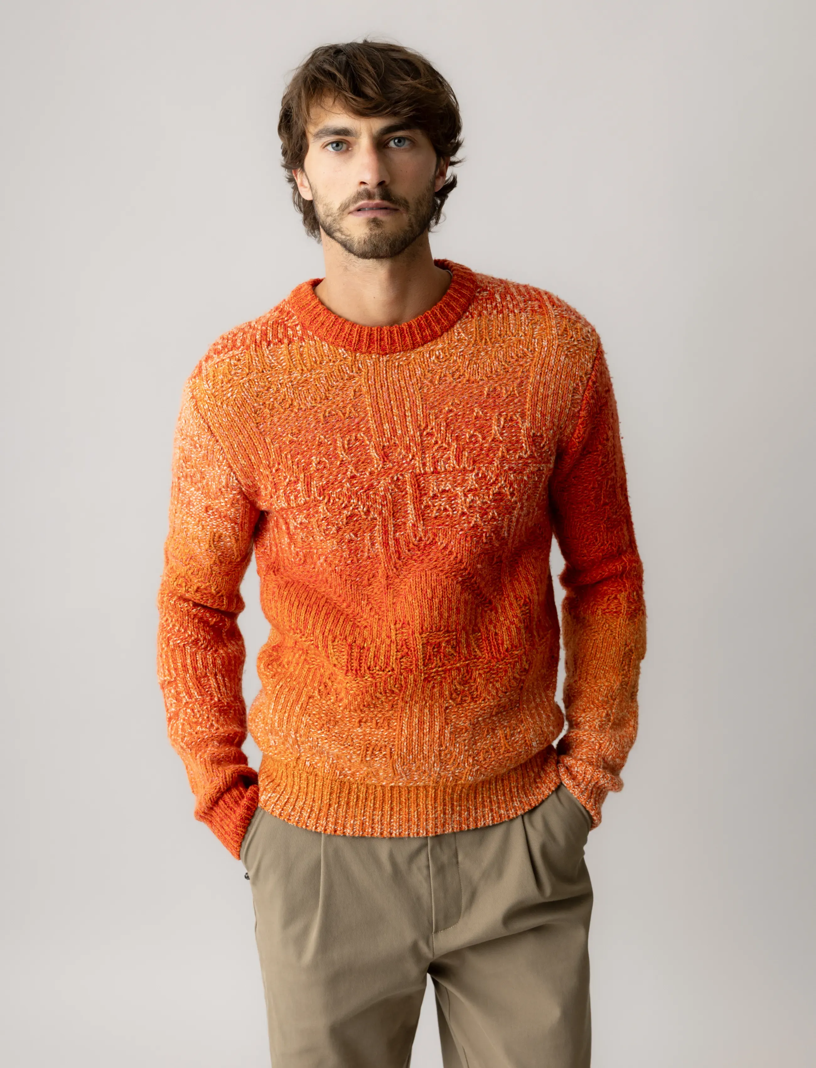 Mos Mosh Gallery MMGMauro Faded Crew Neck Knit - Achetez selon l'occasion - ORANGE RUST / orange