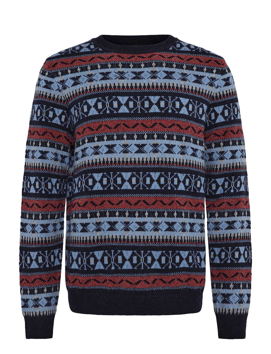 Mos Mosh Gallery - MMGPatterson Jacquard Crew Knit - rund hals - navy - 0