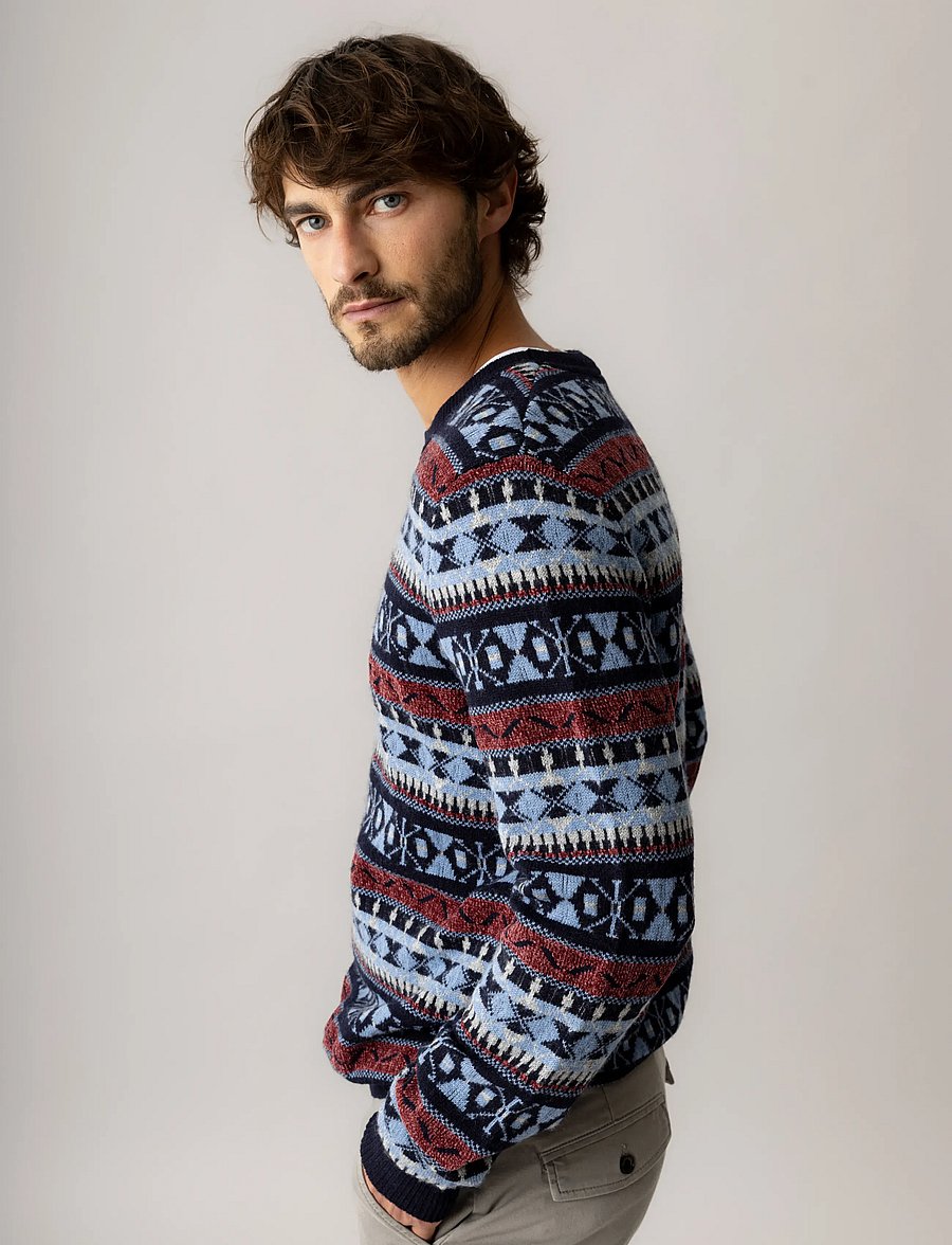 Mos Mosh Gallery - MMGPatterson Jacquard Crew Knit - rundhalsad - navy - 0