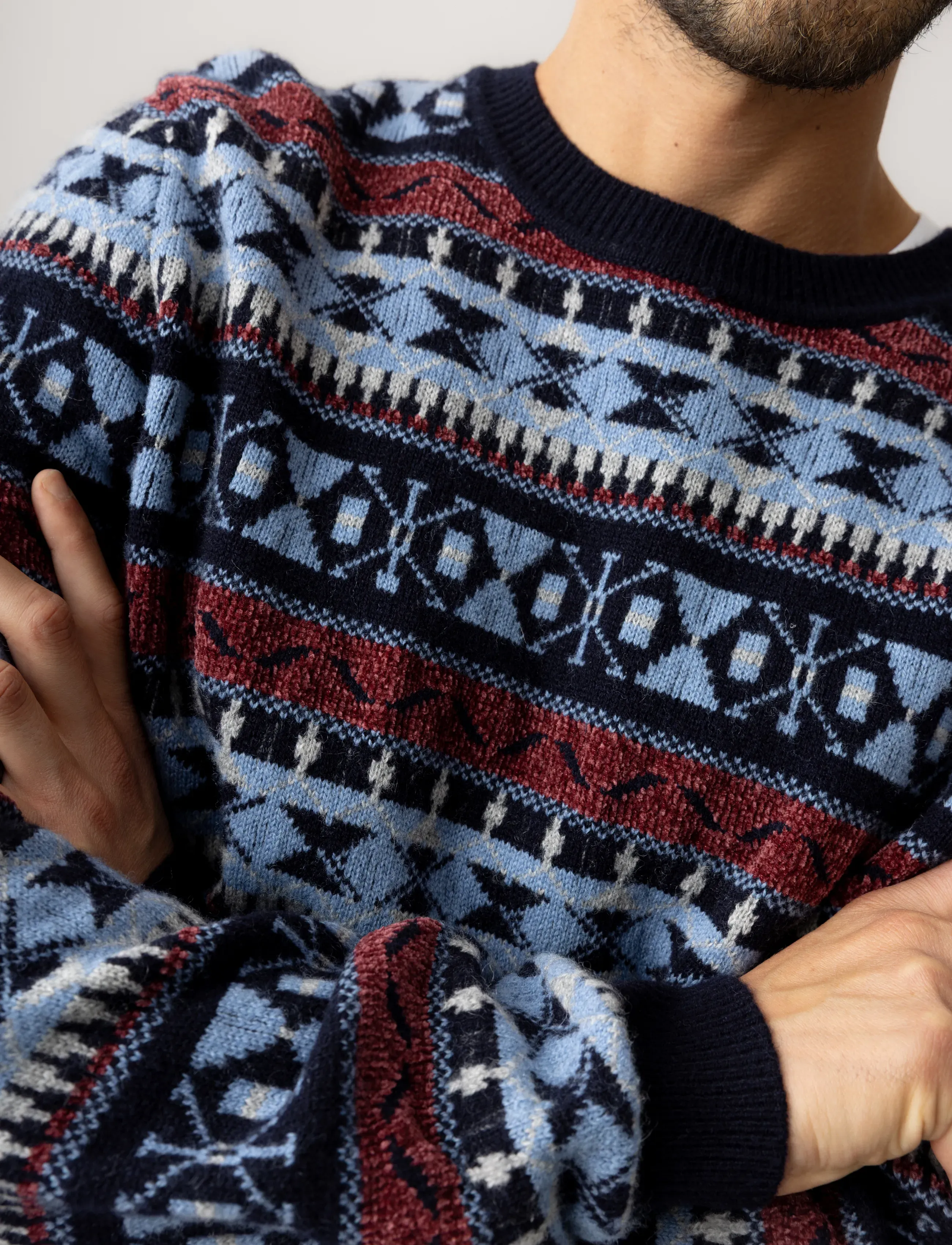 Mos Mosh Gallery Mmgpatterson Jacquard Crew Knit stickade tröjor herr – bild 2