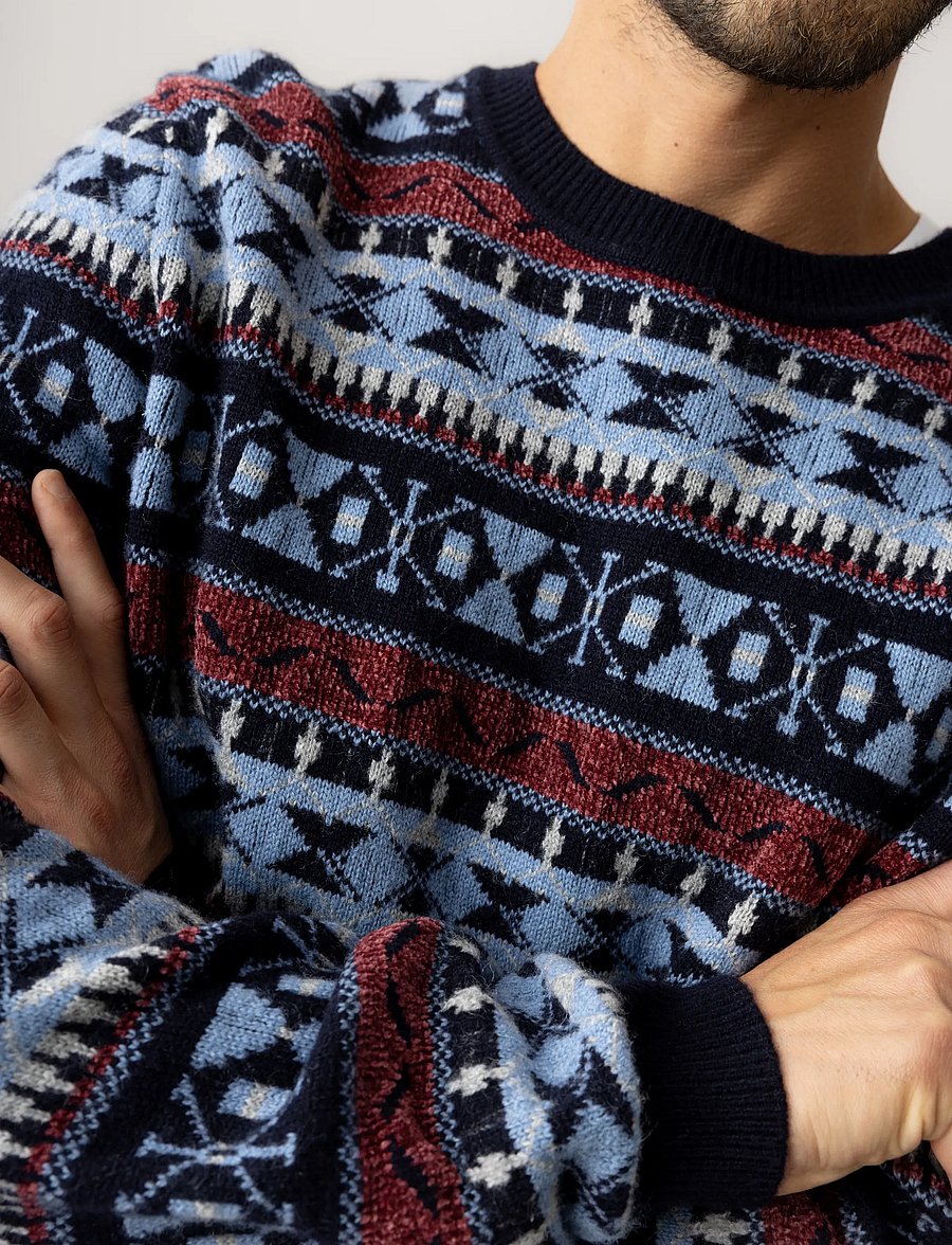 Mos Mosh Gallery - MMGPatterson Jacquard Crew Knit - rundhalsad - navy - 3