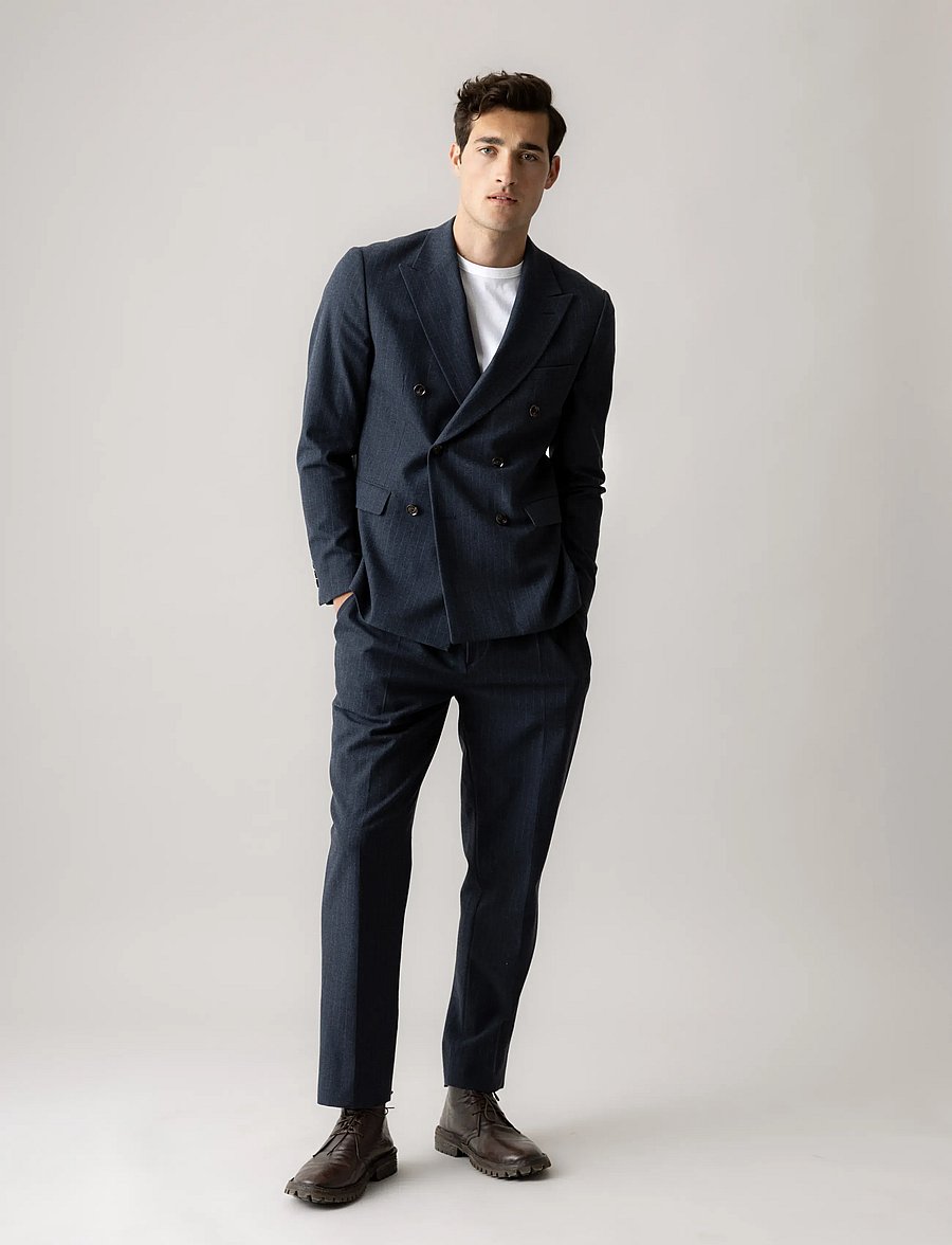 Mos Mosh Gallery - MMGBennett Pin Soft Pant - casual byxor - salute navy - 0
