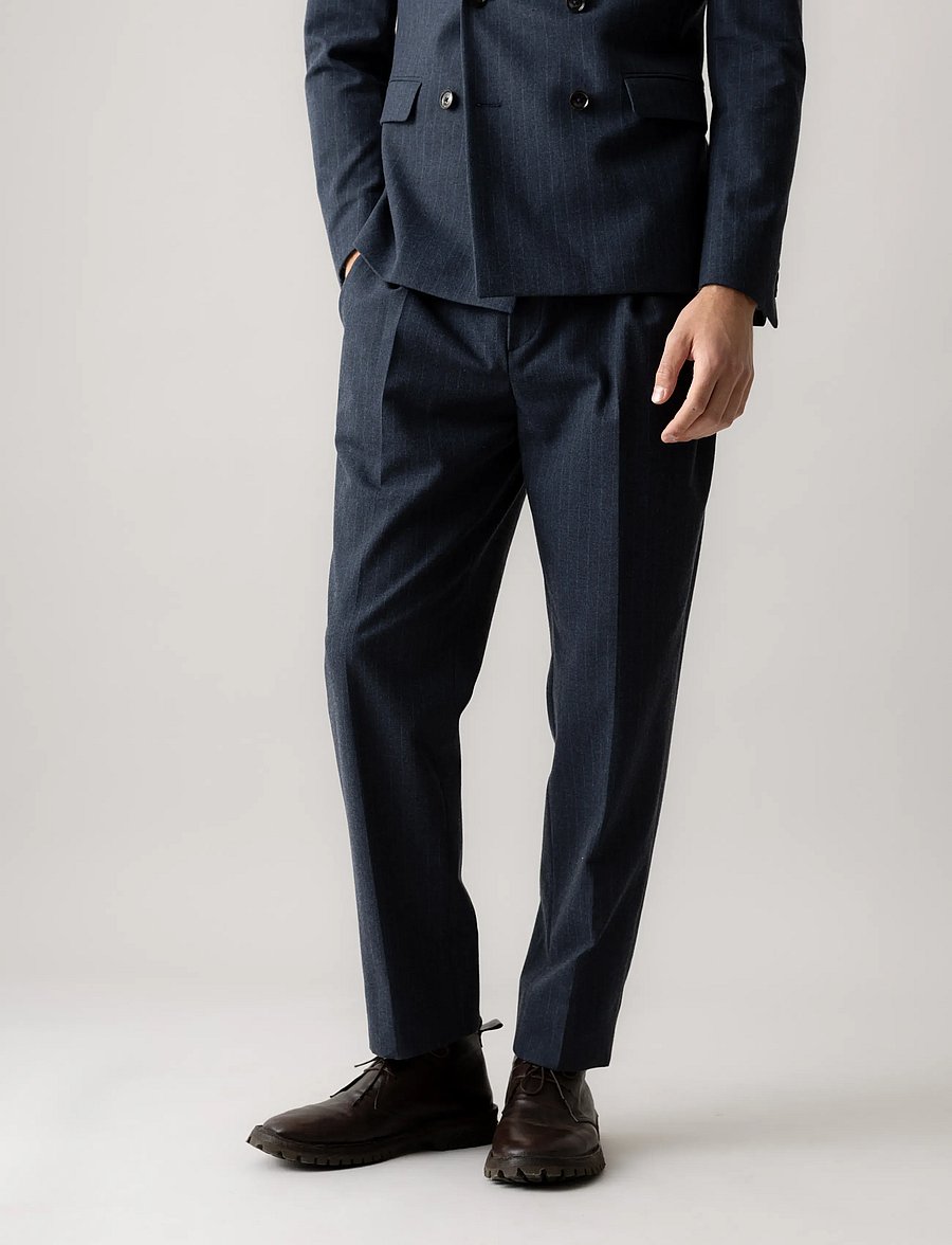 Mos Mosh Gallery - MMGBennett Pin Soft Pant - casual byxor - salute navy - 3