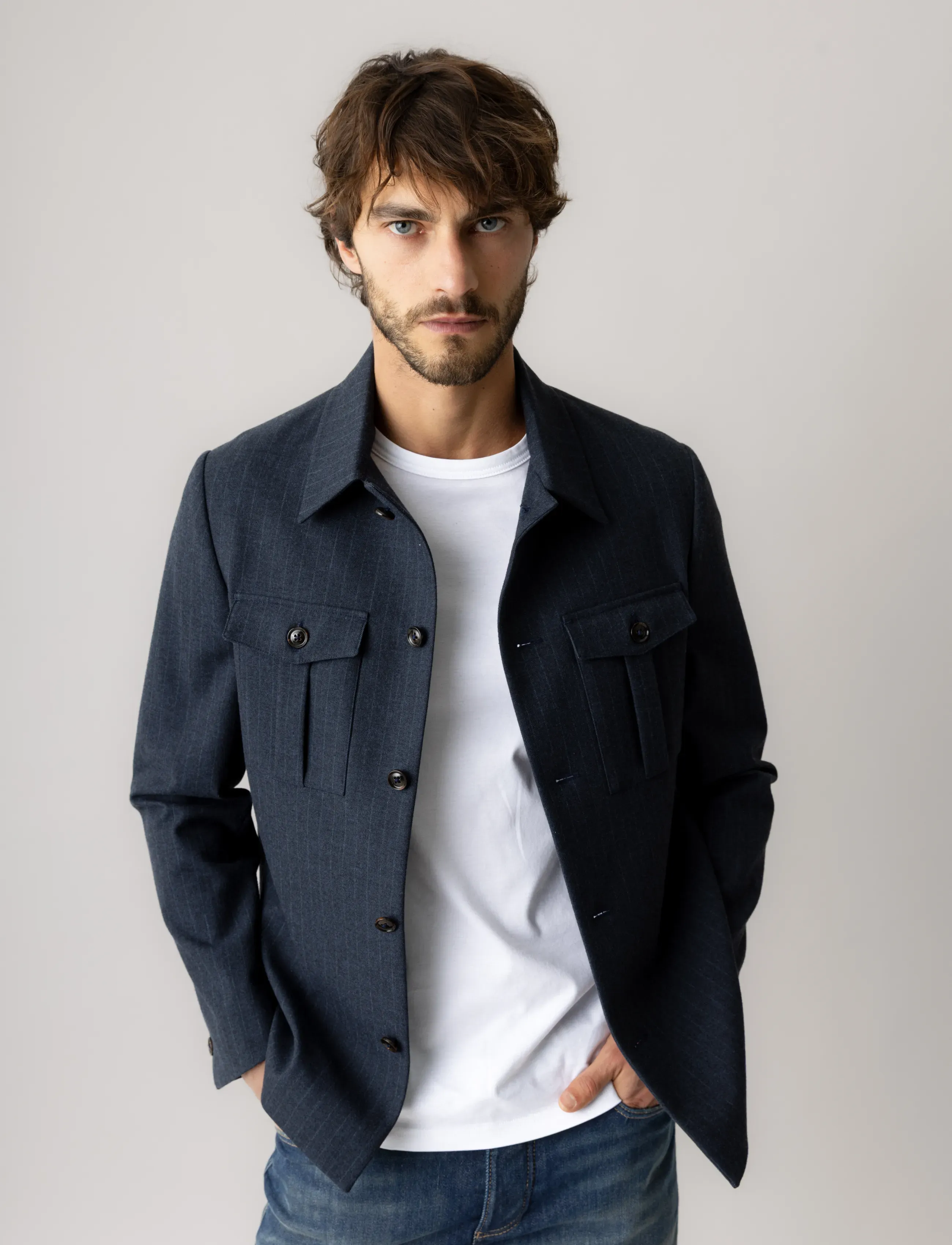 Mos Mosh Gallery - MMGJacob Pin Soft Overshirt - herbstjacken - salute navy - 0