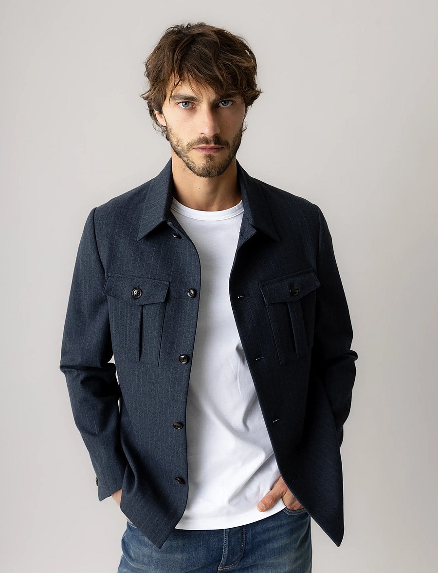 Mos Mosh Gallery - MMGJacob Pin Soft Overshirt - herbstjacken - salute navy - 0