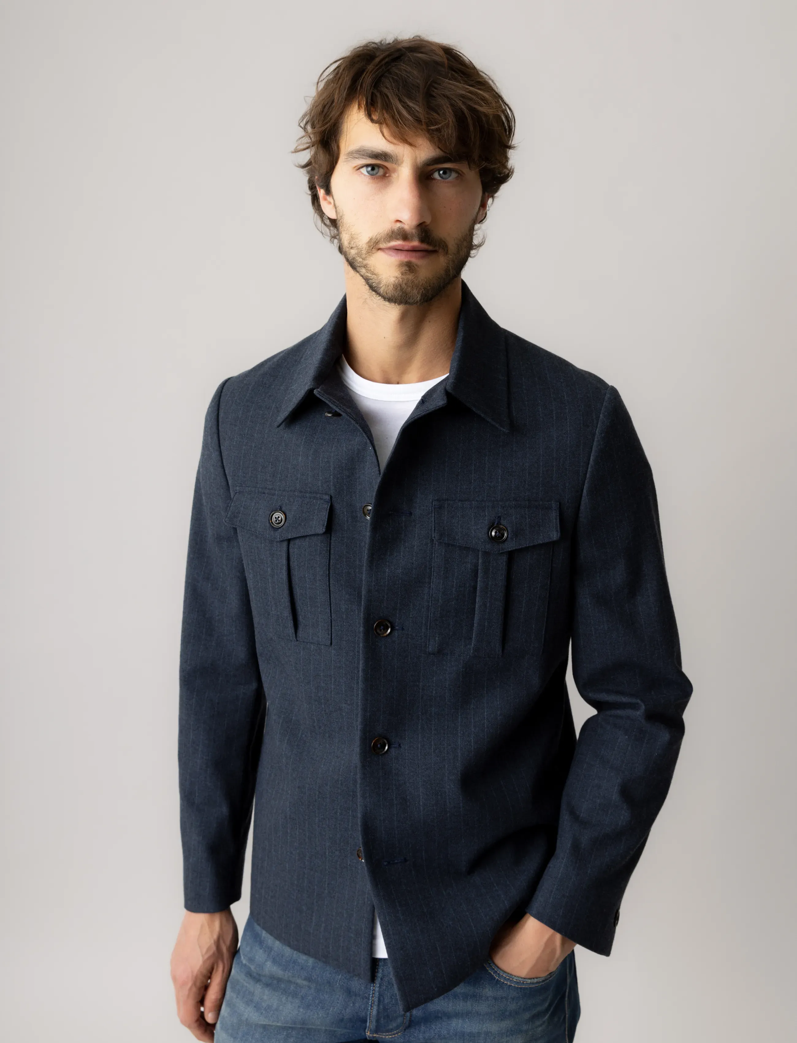 Mos Mosh Gallery - MMGJacob Pin Soft Overshirt - herbstjacken - salute navy - 3
