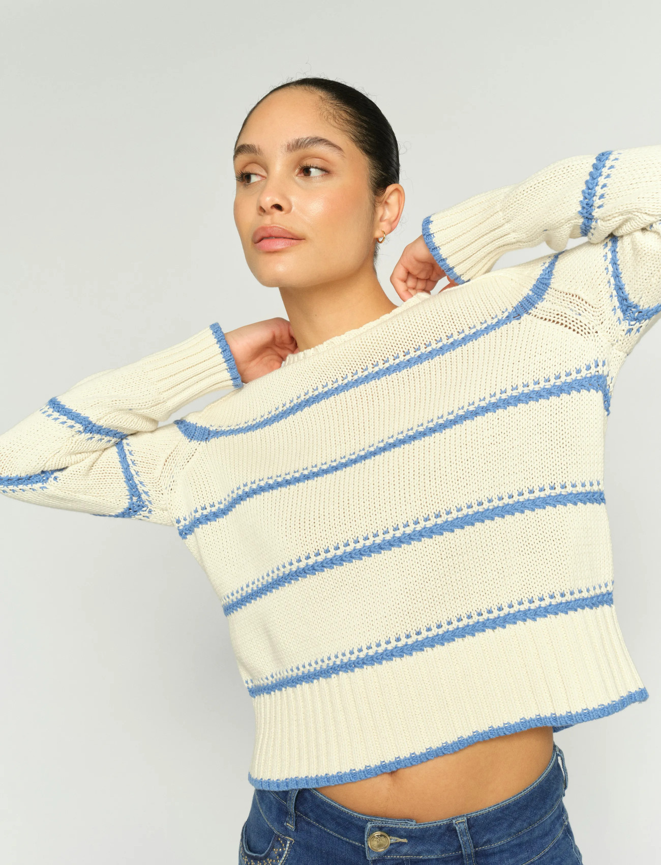 MOS MOSH Mmrola Bine Stripe Crewneck Knit - - XS 2