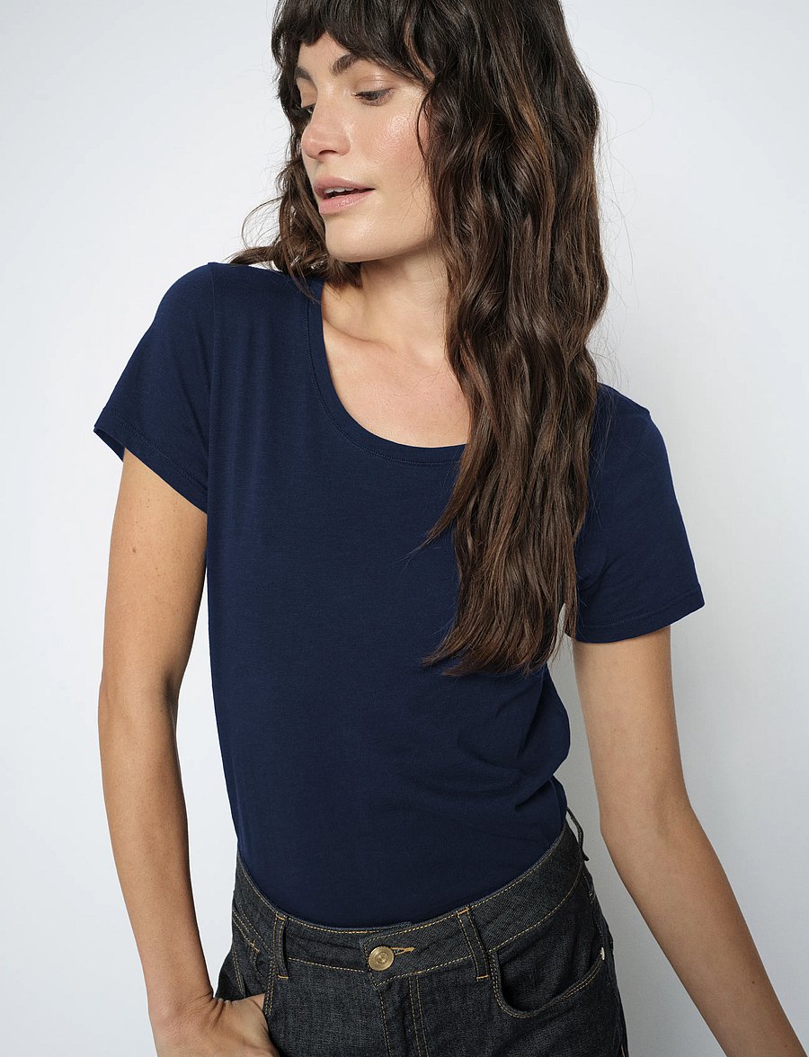 MOS MOSH - MMArden Organic O-Ss Tee - t-shirty - navy - 0