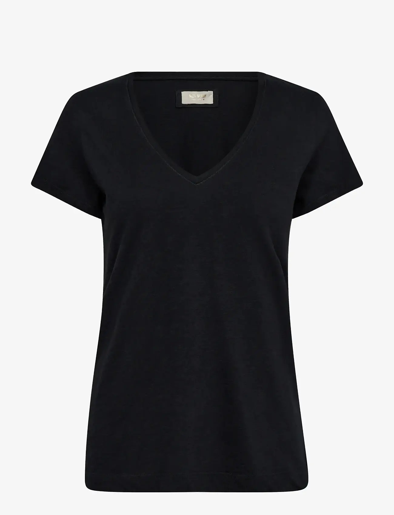 MOS MOSH - MMArden Organic V-Ss Tee - t-shirts - black - 0