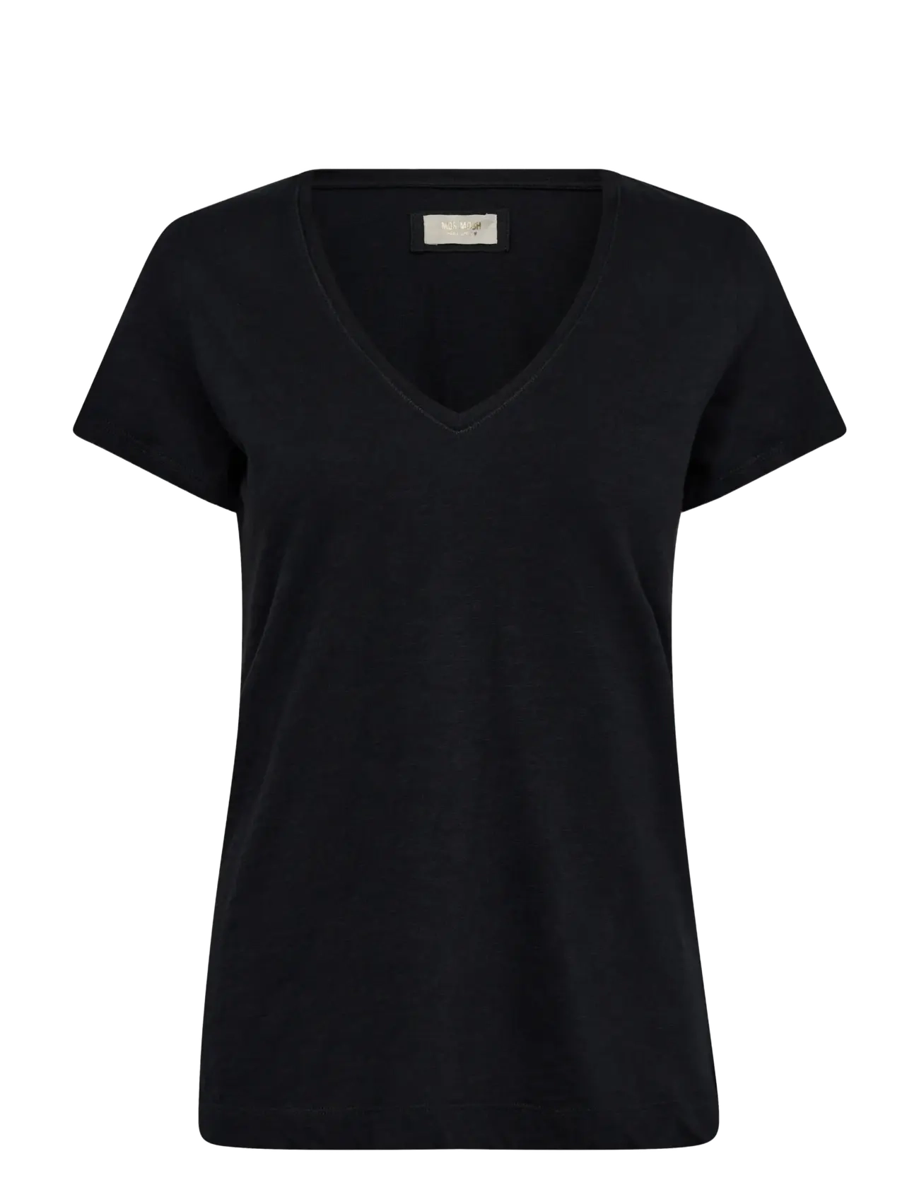 MOS MOSH MMArden Organic V-Ss Tee - Tøj - BLACK / black