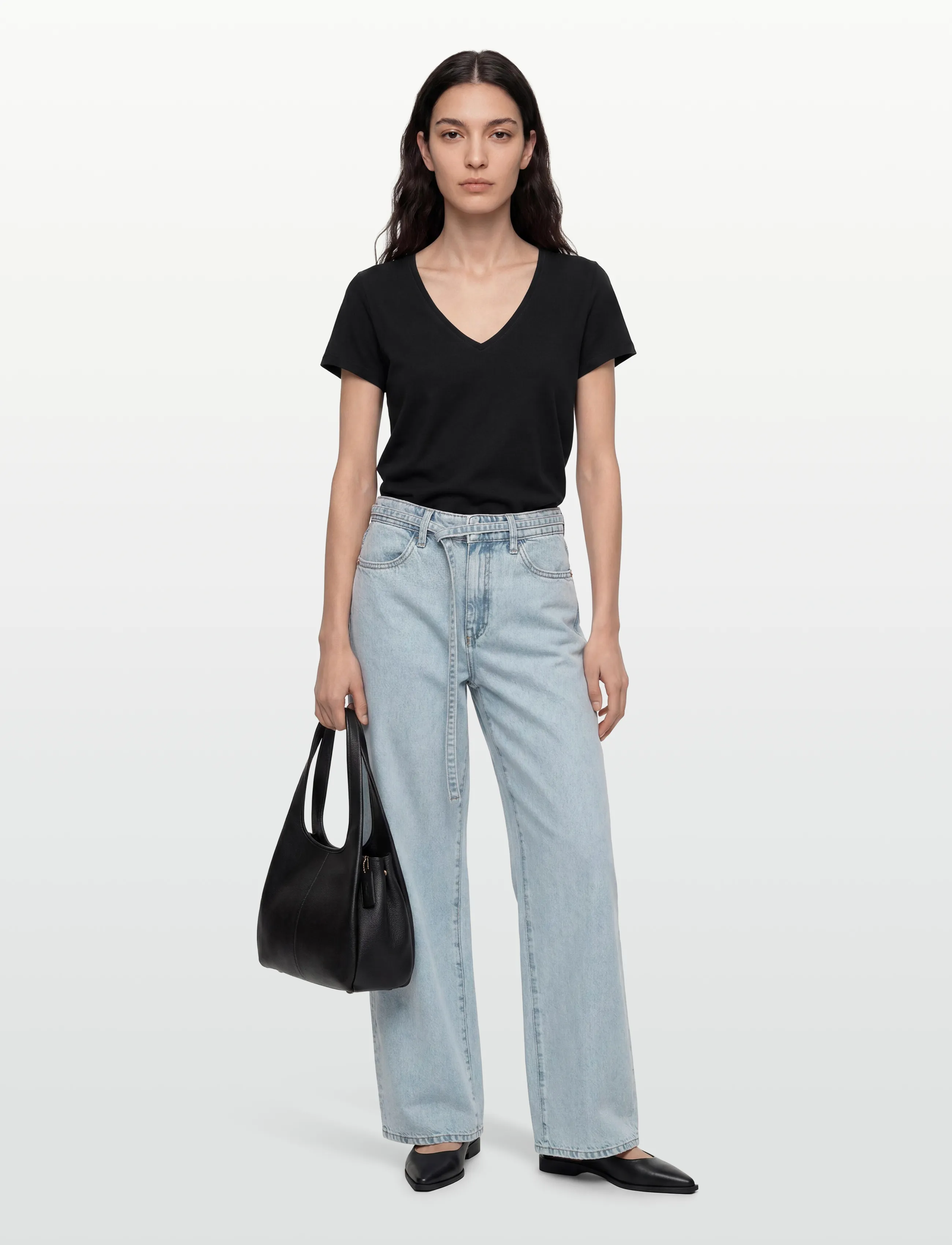 MOS MOSH Mmarden Organic V-Ss Tee, S, Black, T-Shirts & Toppe > Kortærmede, Dame