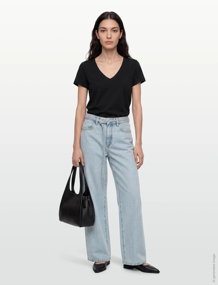 MOS MOSH - MMArden Organic V-Ss Tee - t-särgid - black - 0