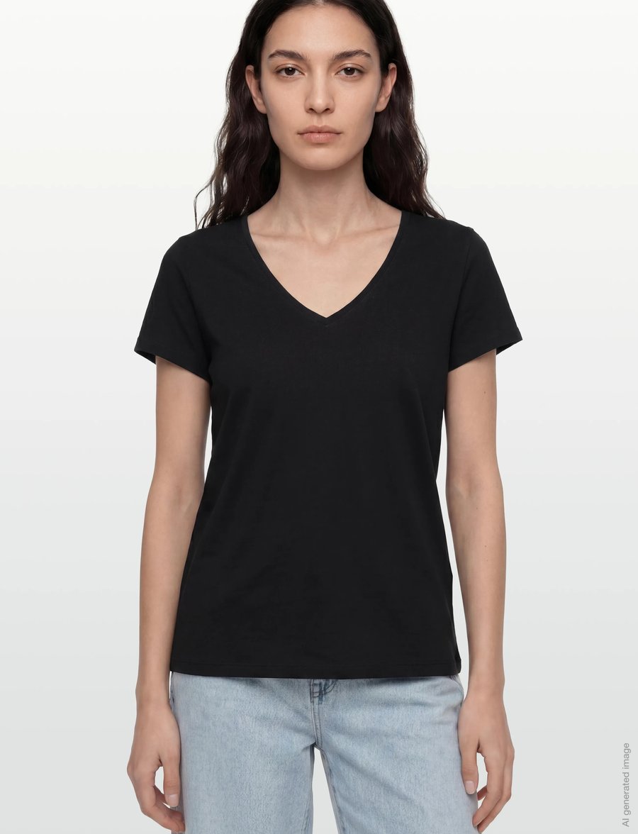 MOS MOSH - MMArden Organic V-Ss Tee - t-särgid - black - 3