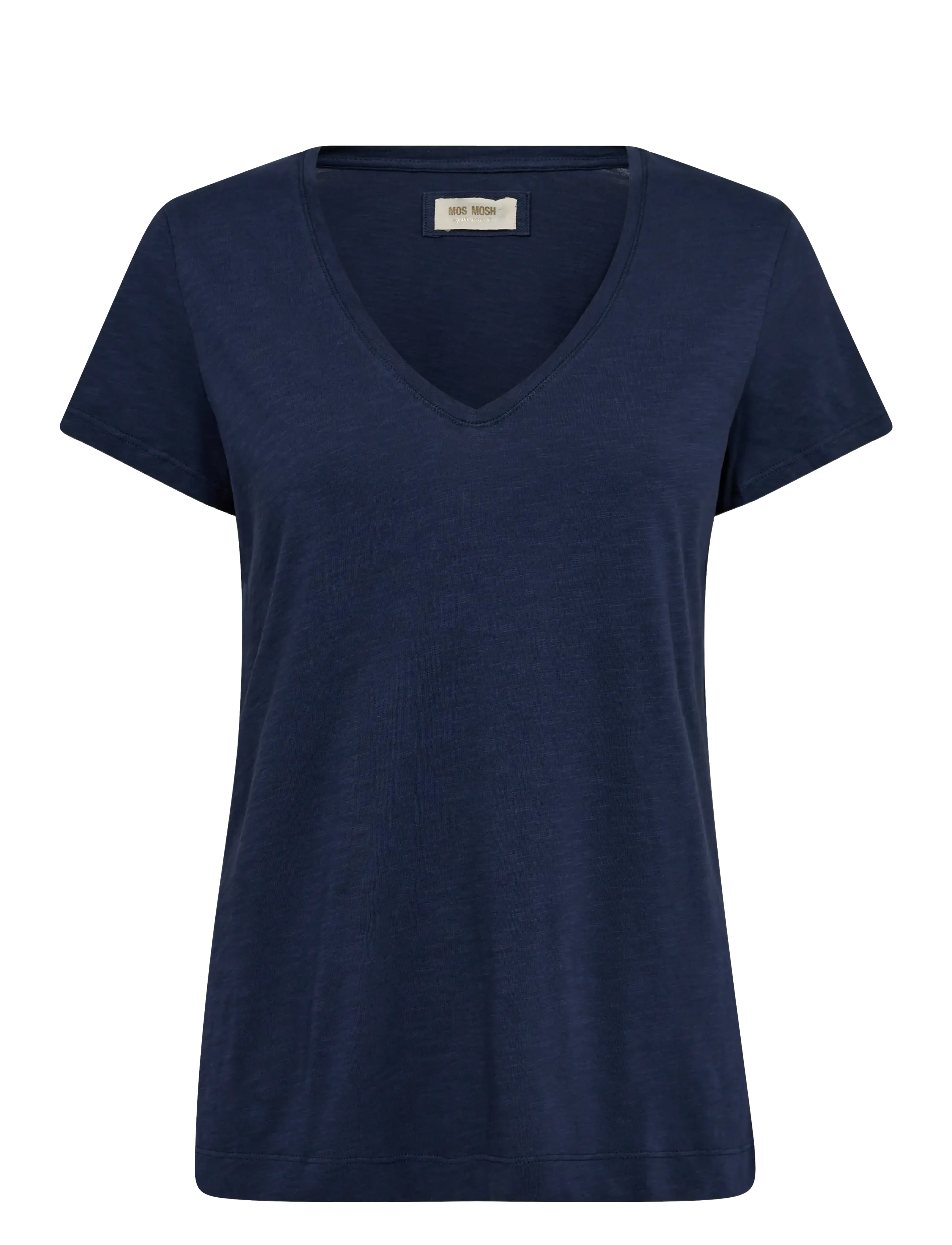 MOS MOSH Mmarden Organic V-Ss Tee, Kvinder, V-Hals T-Shirt, Navy, Str: XS