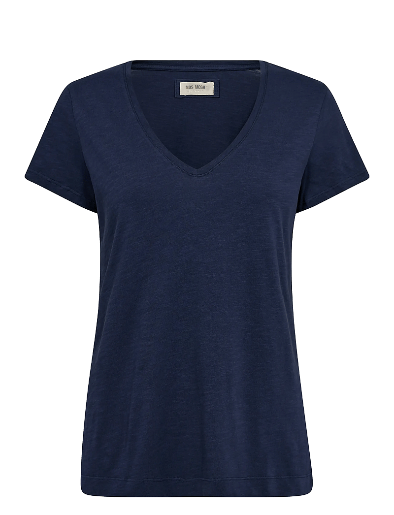 MOS MOSH - MMArden Organic V-Ss Tee - t-särgid - navy - 0