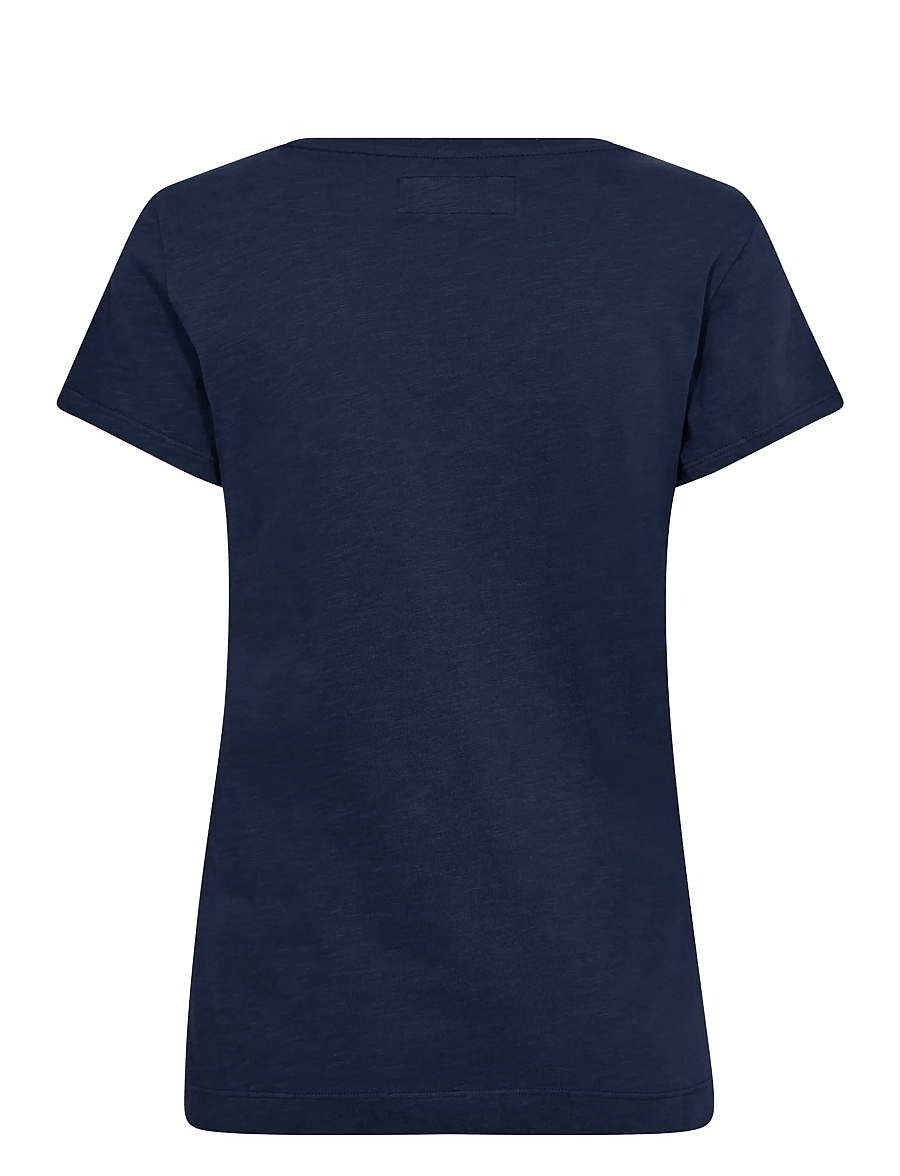 MOS MOSH - MMArden Organic V-Ss Tee - t-särgid - navy - 1