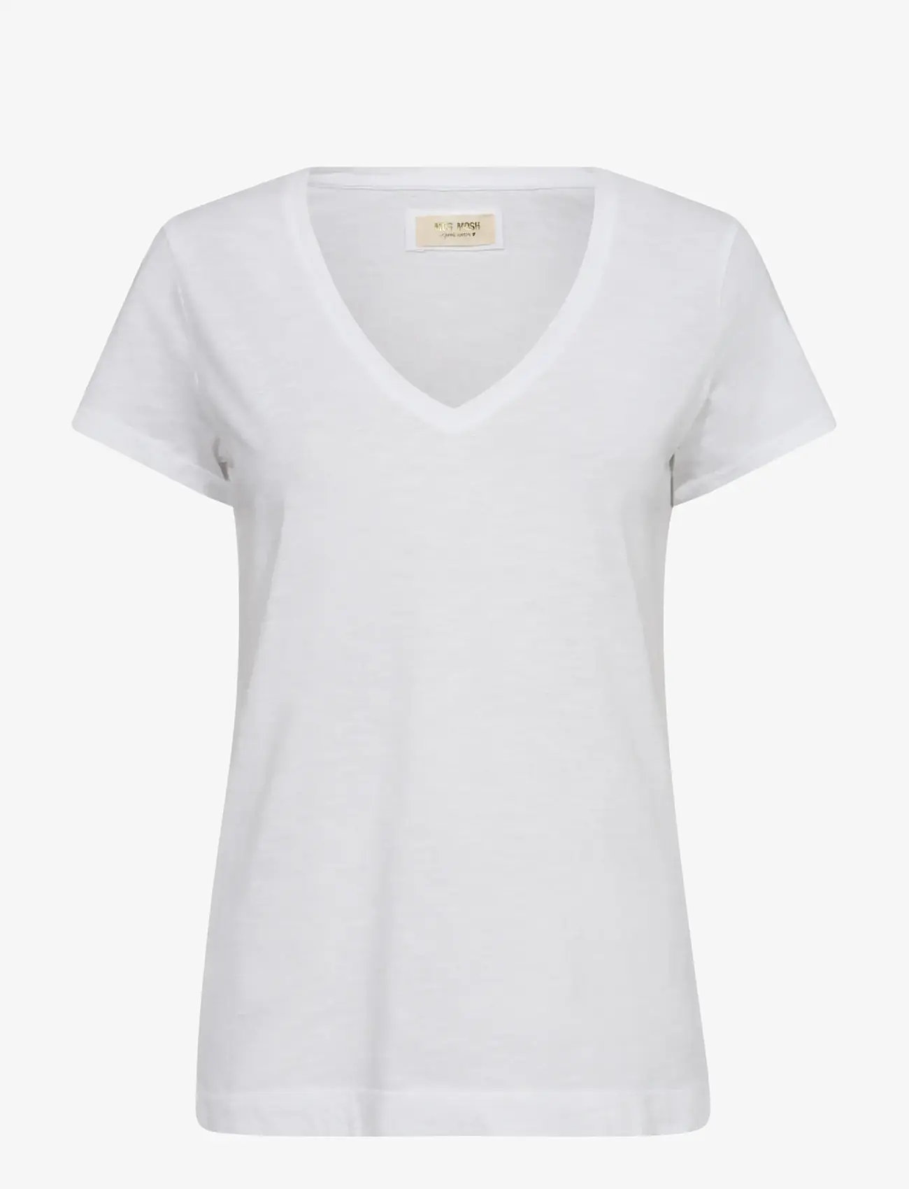 MOS MOSH - MMArden Organic V-Ss Tee - t-shirts - white - 0